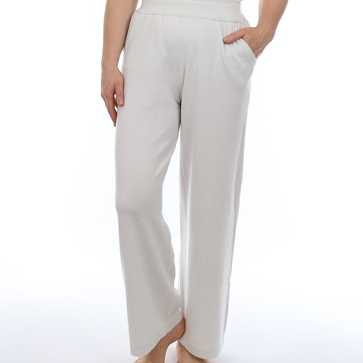 Brand New Scottish Winter White Cashmere Wide Leg Lounge Pants Medium