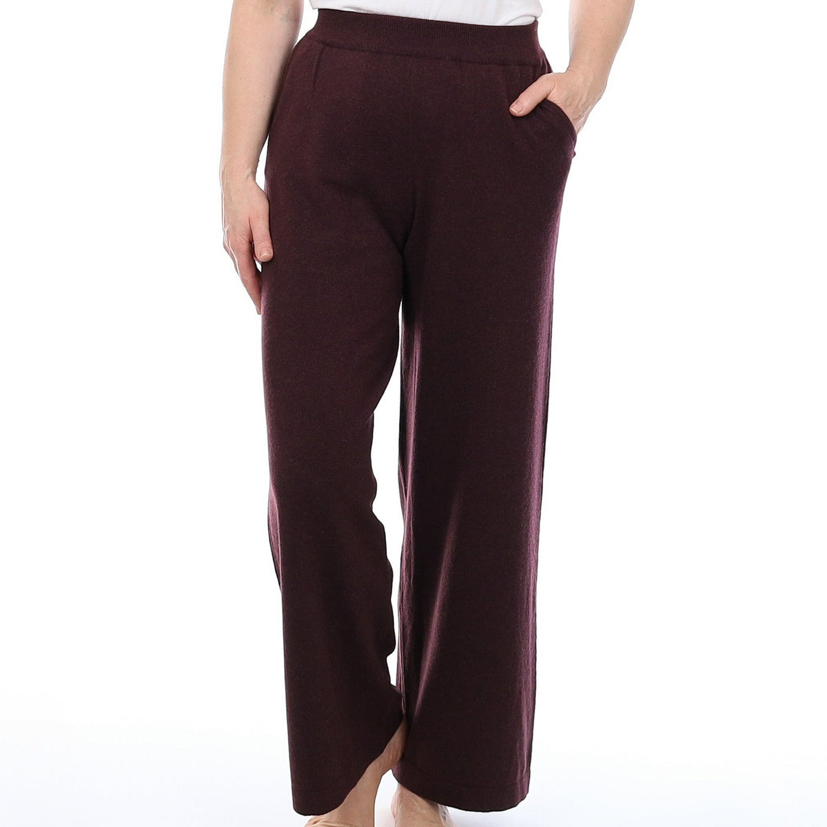 Brand New Scottish Aubergine Purple Cashmere Wide Leg Lounge Pants Medium