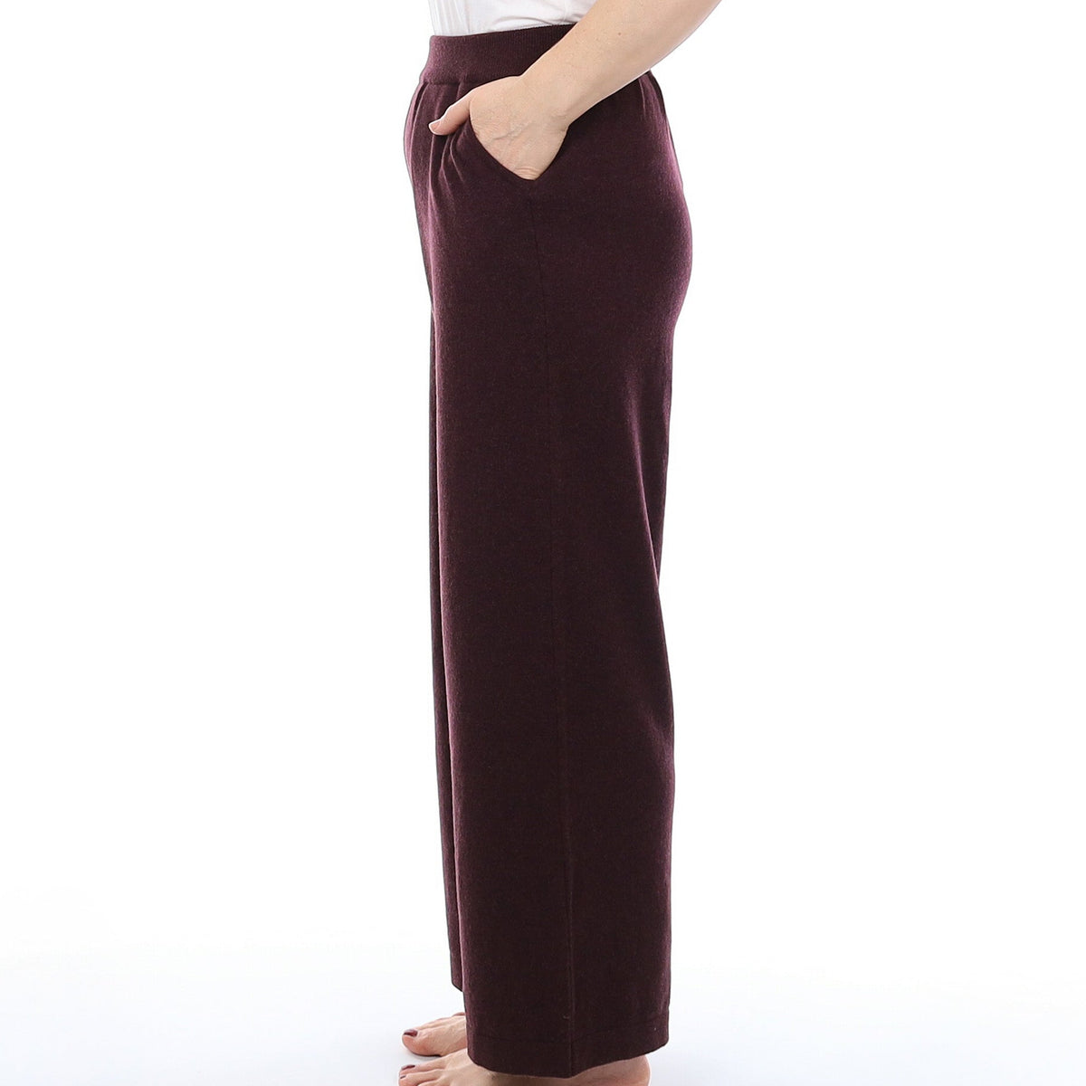 Brand New Scottish Aubergine Purple Cashmere Wide Leg Lounge Pants Medium