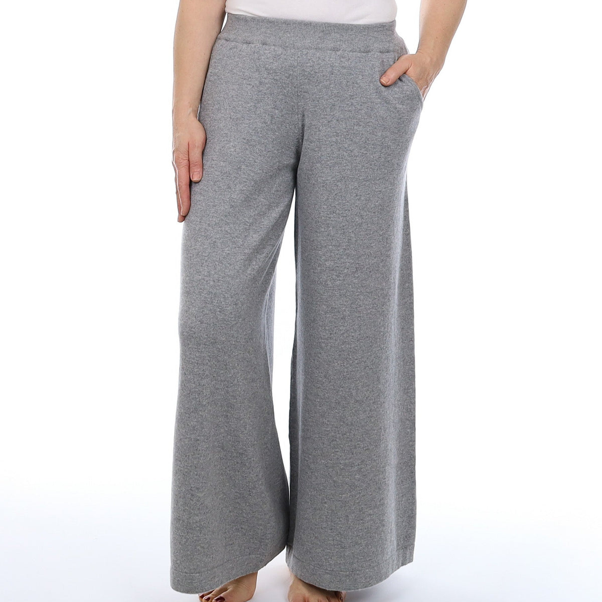 Brand New Scottish Smoke Grey Cashmere Extra Wide Leg Lounge Pants Medium