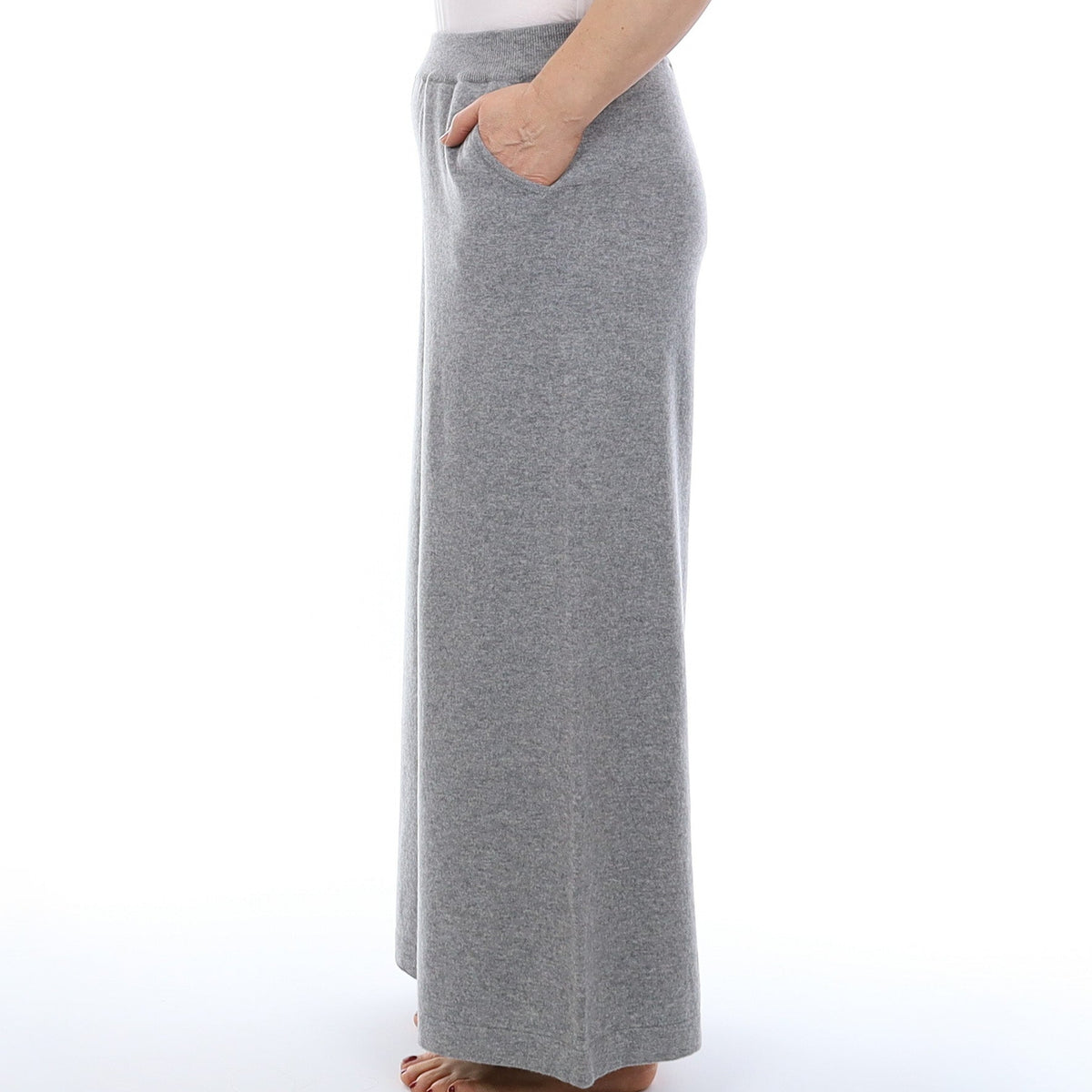 Brand New Scottish Smoke Grey Cashmere Extra Wide Leg Lounge Pants Medium