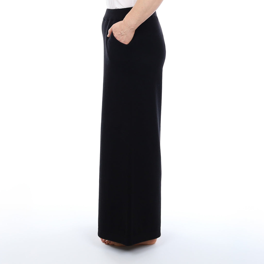 Brand New Scottish Black Cashmere Extra Wide Leg Lounge Pants Medium