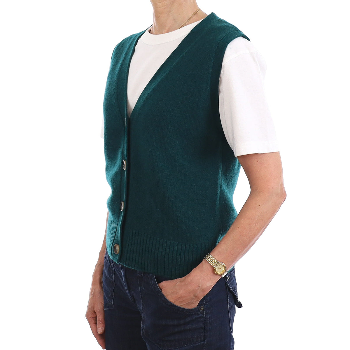 Brand New Forest Green Luxury Cashmere V Neck Waistcoat Extra Small UK 6-8