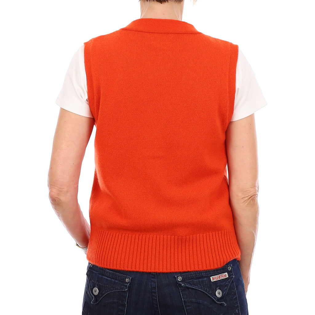 Brand New Sunburst Orange Luxury Cashmere V Neck Waistcoat Extra Small UK 6-8
