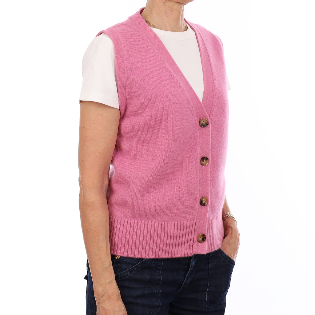 Brand New Rose Pink Luxury Cashmere V Neck Waistcoat Extra Small UK 6-8