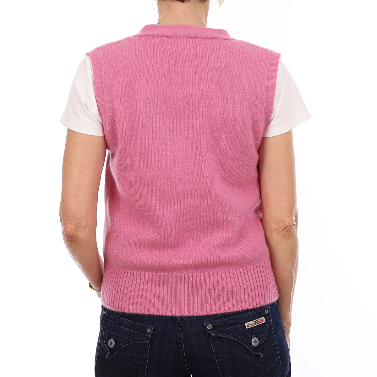 Brand New Rose Pink Luxury Cashmere V Neck Waistcoat Extra Small UK 6-8