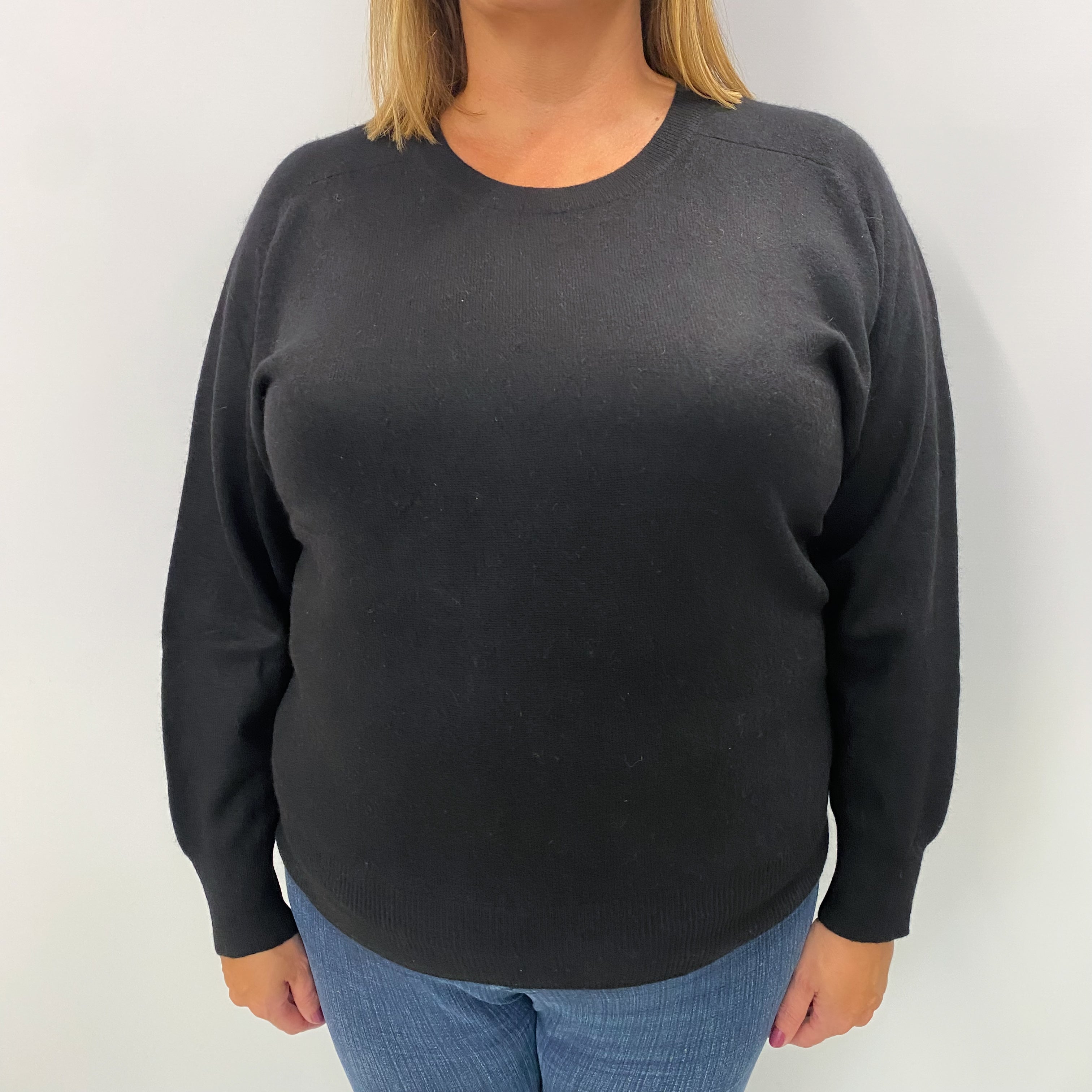 Black Cashmere Crew Neck Jumper Extra Large