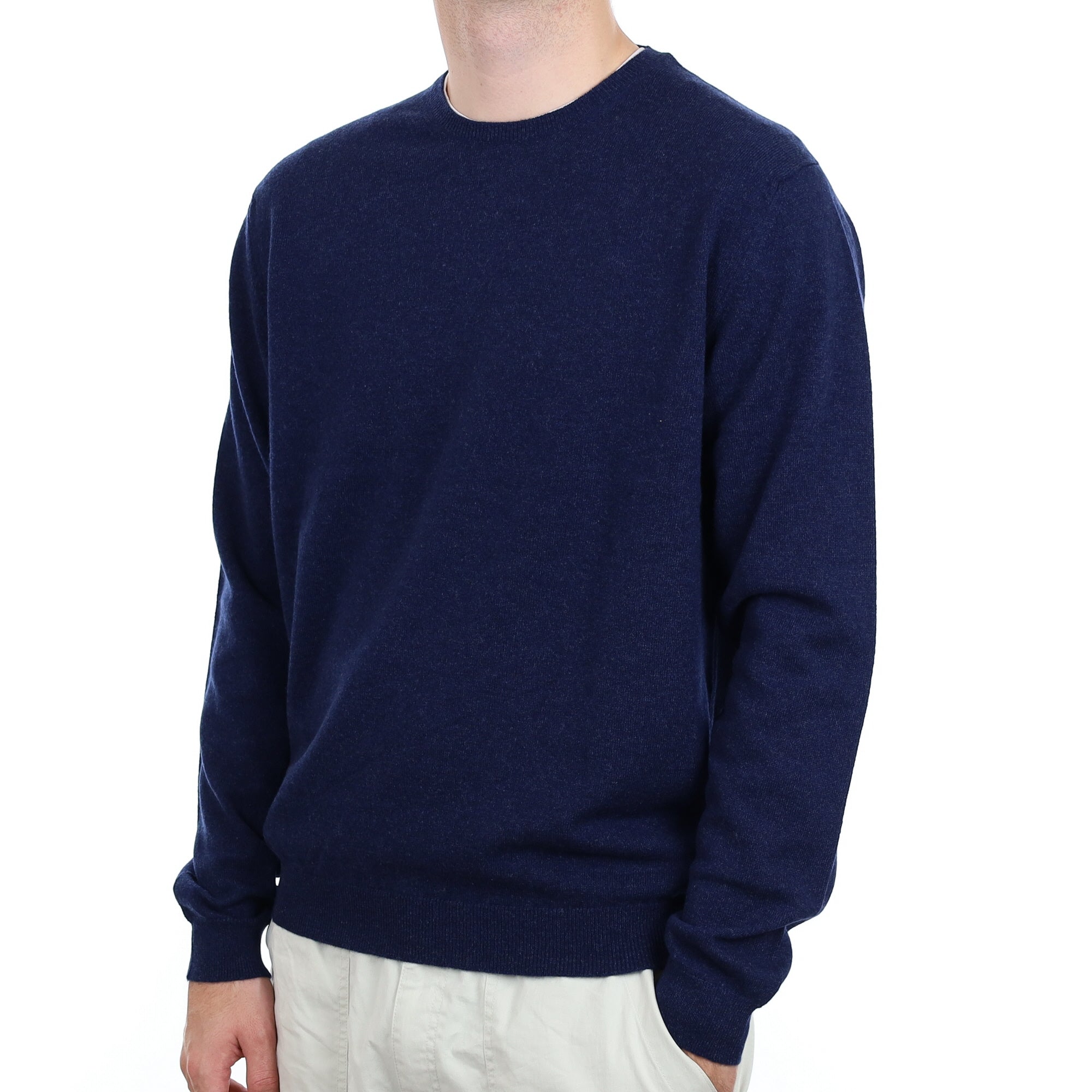 Men's Brand New Scottish Midnight Blue Cashmere Crew Neck Jumper Large