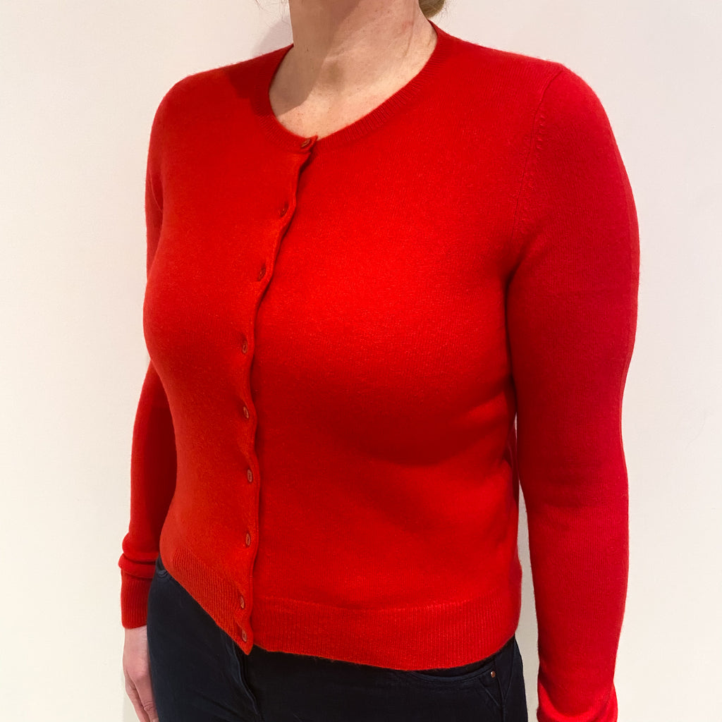 Postbox Red Cashmere Crew Cardigan Large