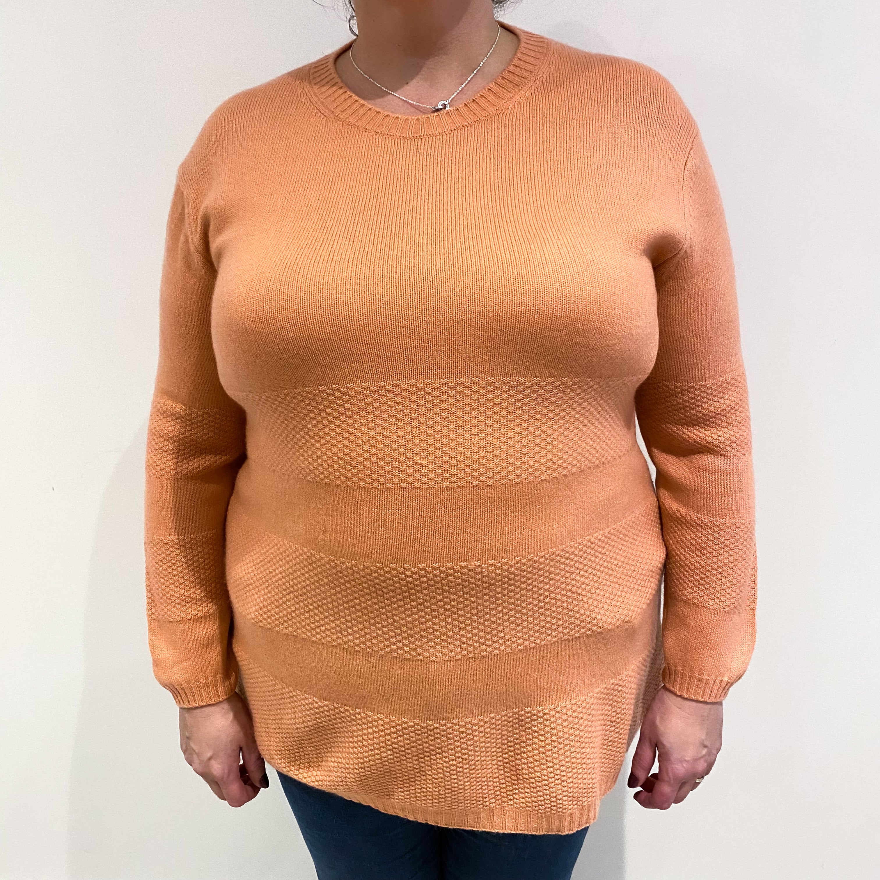 Salmon Pink Cashmere Crew Neck Jumper Extra Large