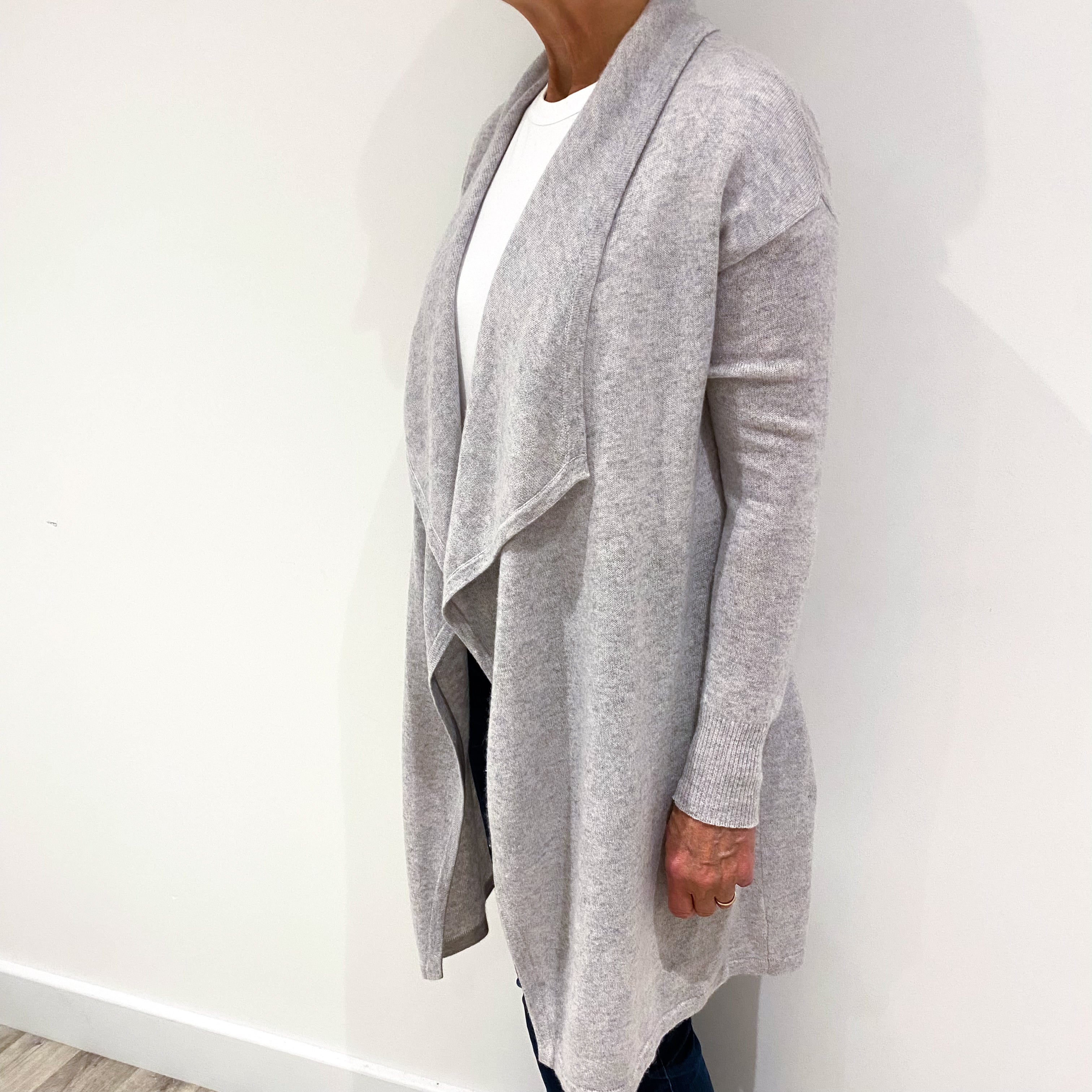 Mist Grey Cashmere Waterfall Cardigan Medium