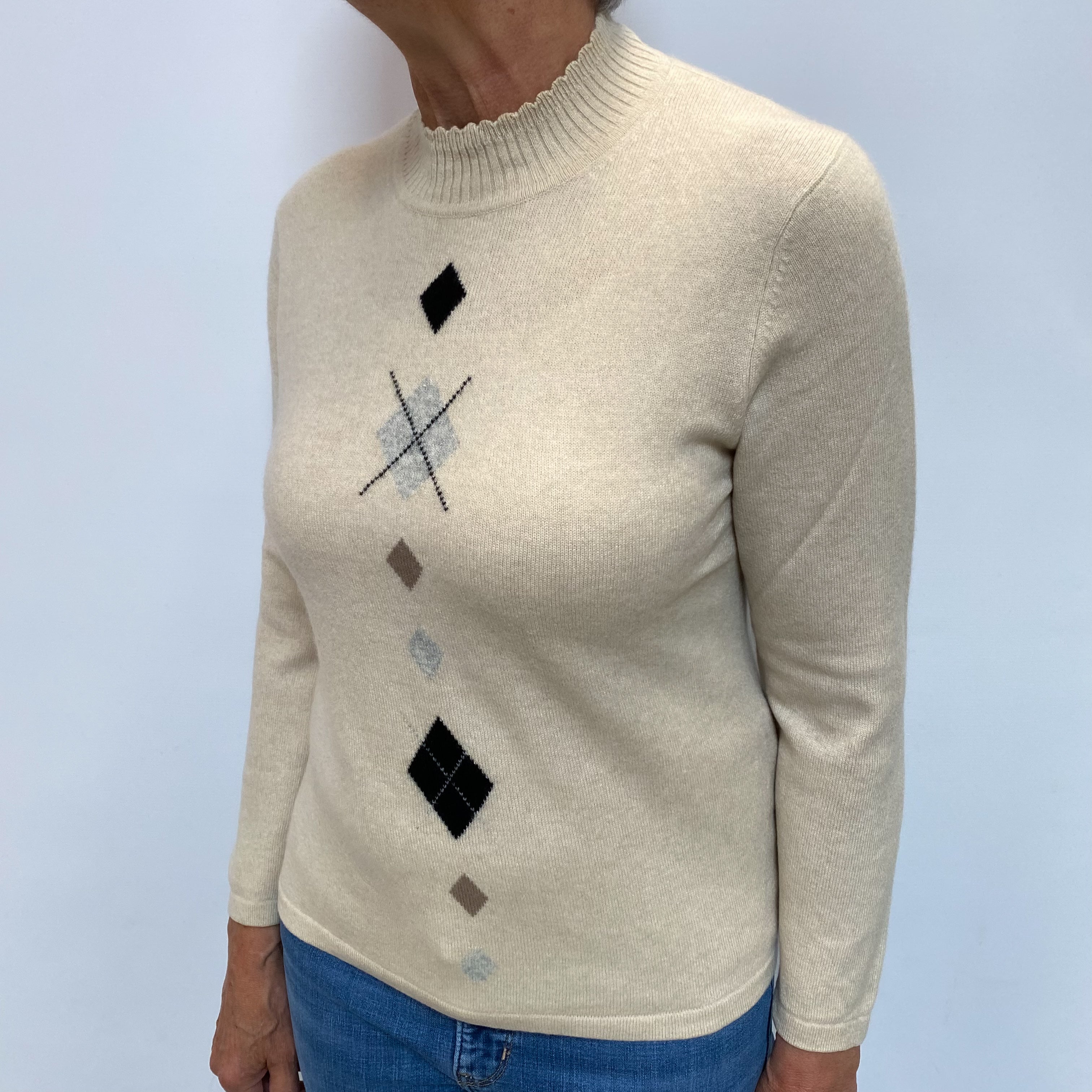 Honey Beige Cashmere Turtle Neck Jumper Medium