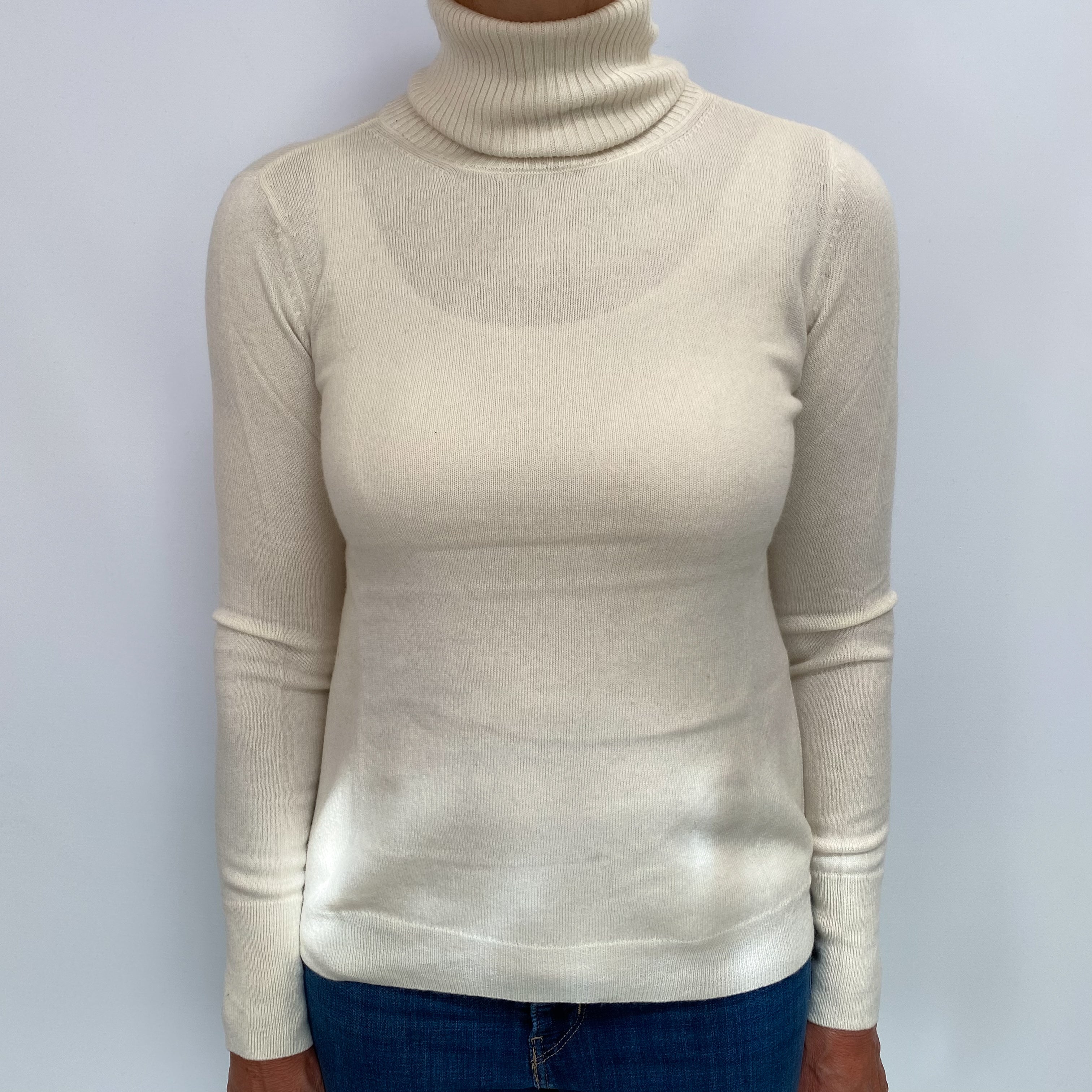 Cream Cashmere Polo Neck Jumper Medium