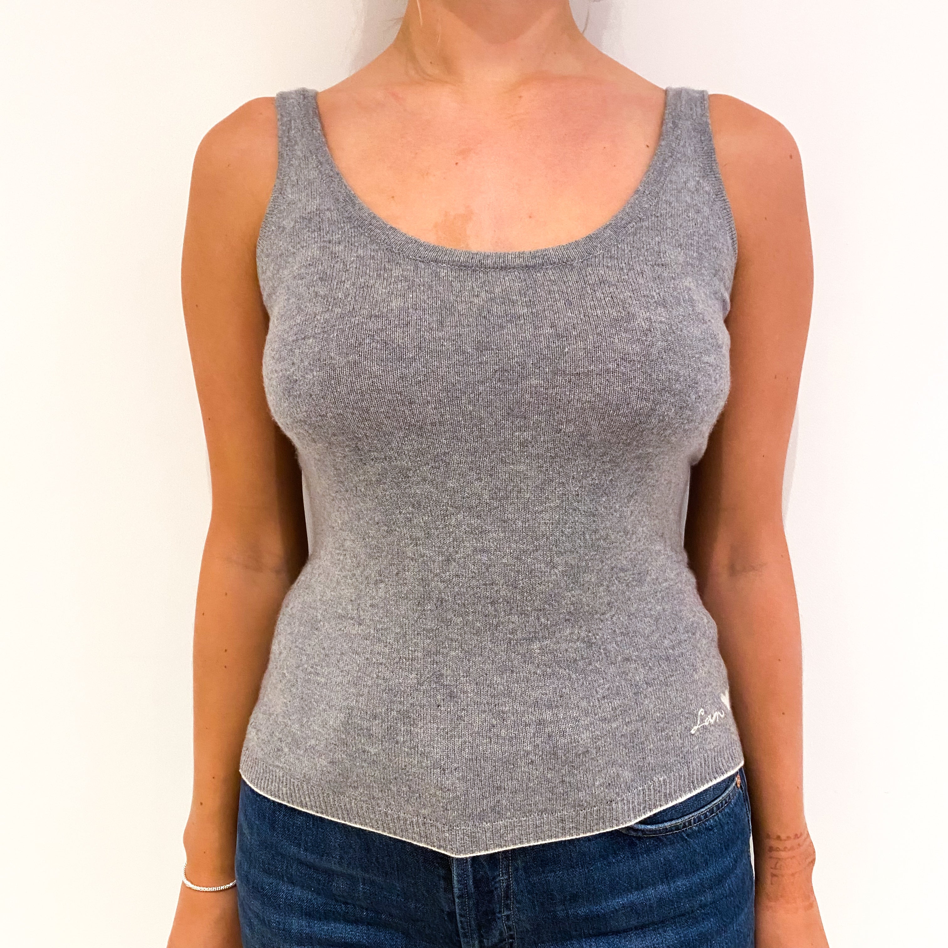 Smoke Grey Cashmere Tank Top Small
