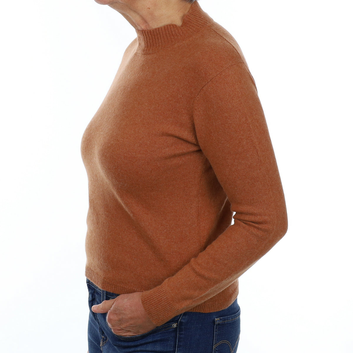 Cinnamon Brown Cashmere Turtle Neck Jumper Medium