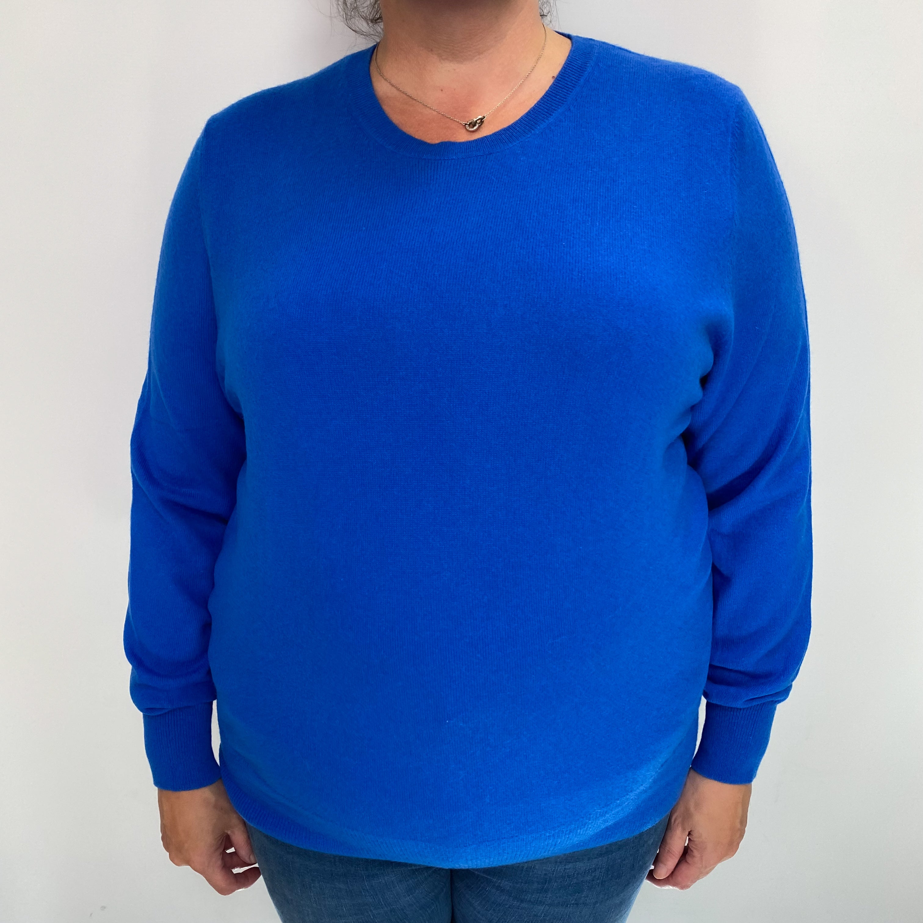 Electric Blue Cashmere Crew Neck Jumper Extra Large