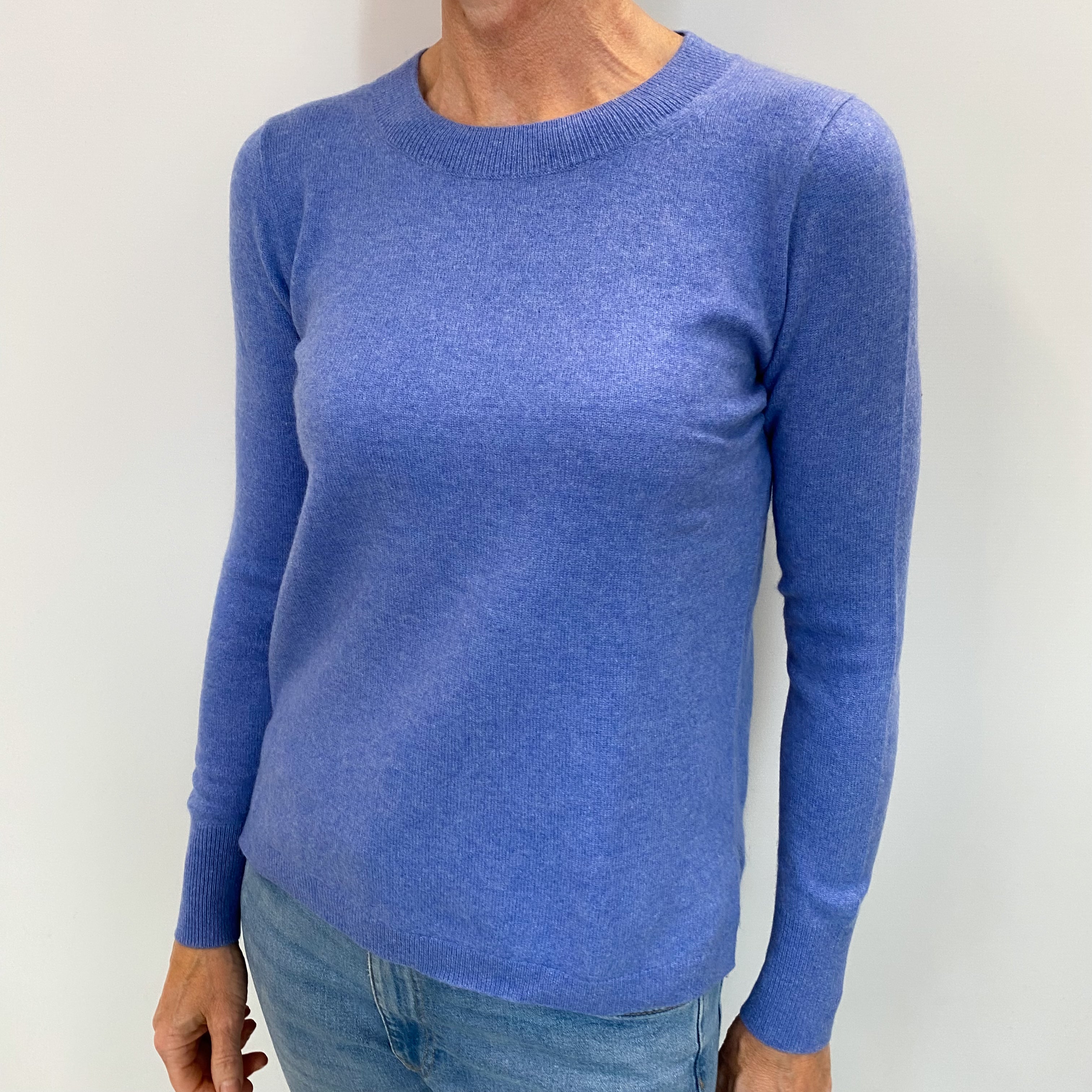 Cornflower Blue Cashmere Crew Neck Jumper Small