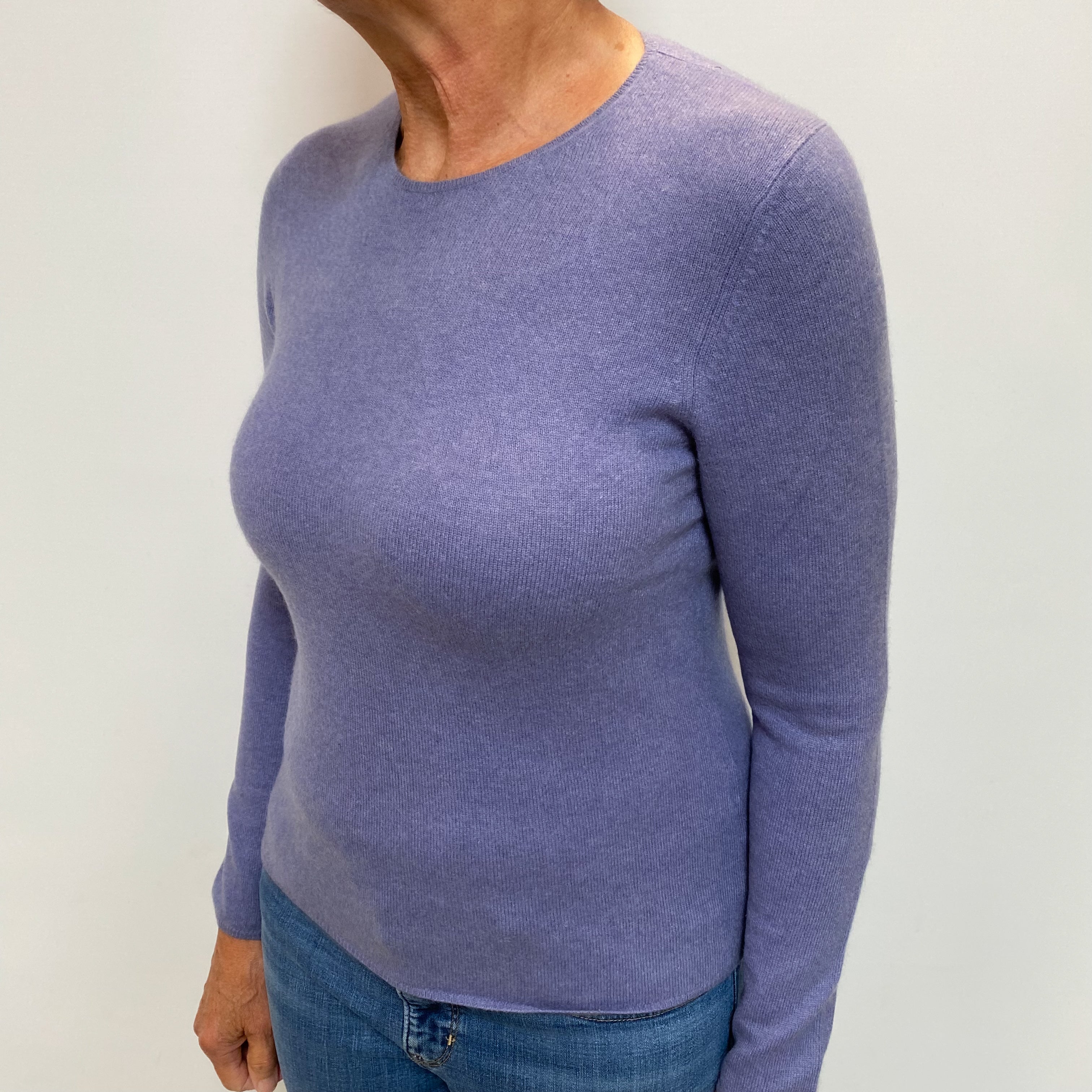 Lavender Purple Cashmere Crew Neck Jumper Medium