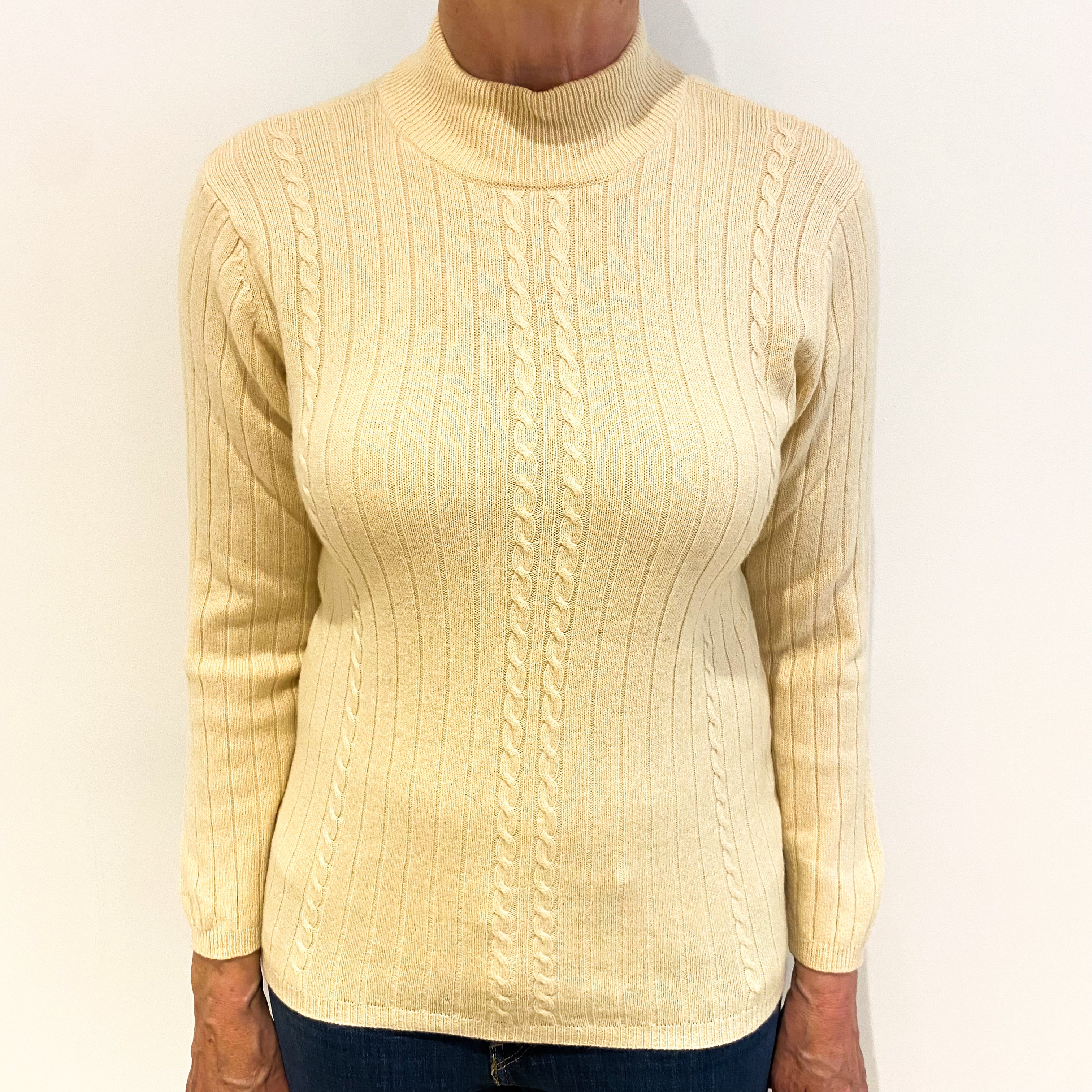Primrose Yellow Cashmere Turtle Neck Jumper Medium