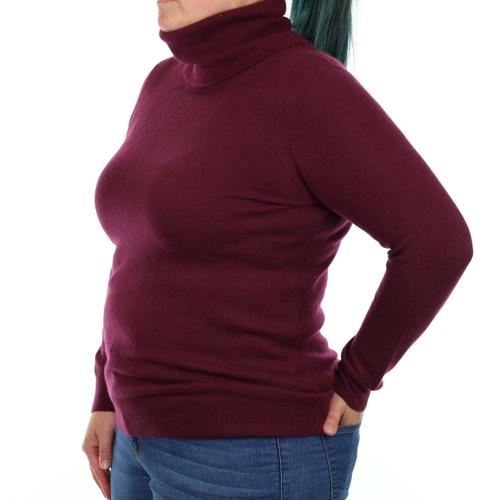 Jaeger Mulberry Purple Cashmere Cowl Neck Jumper Large