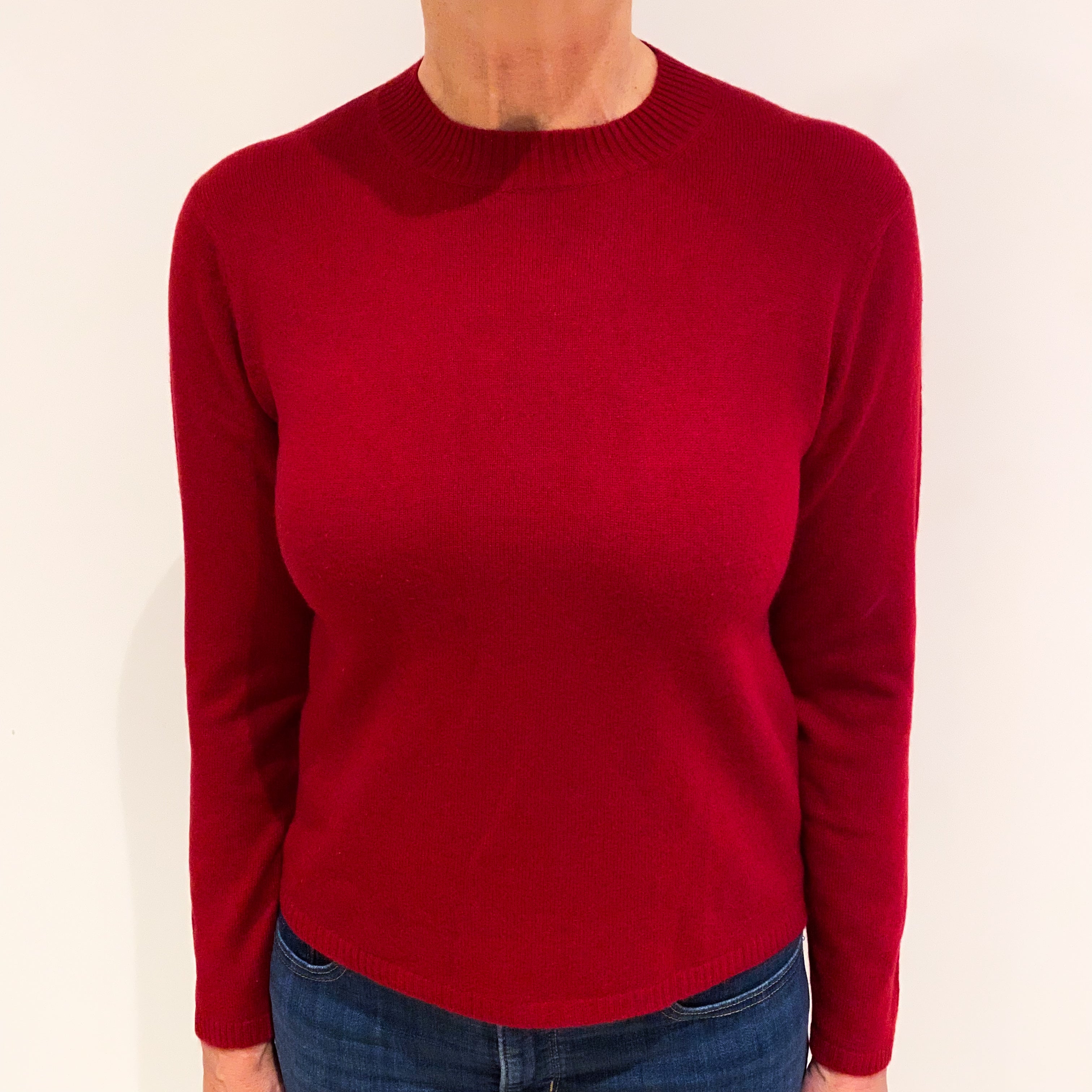 Crimson Red Cashmere Turtle Neck Jumper Medium