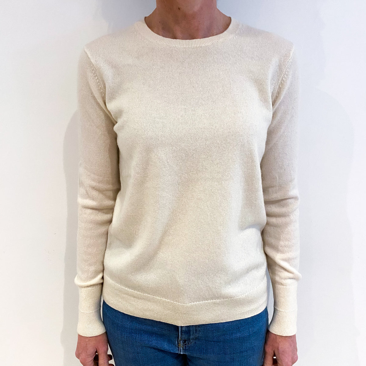 Everlane Ivory Cream Cashmere Crew Neck Jumper Small
