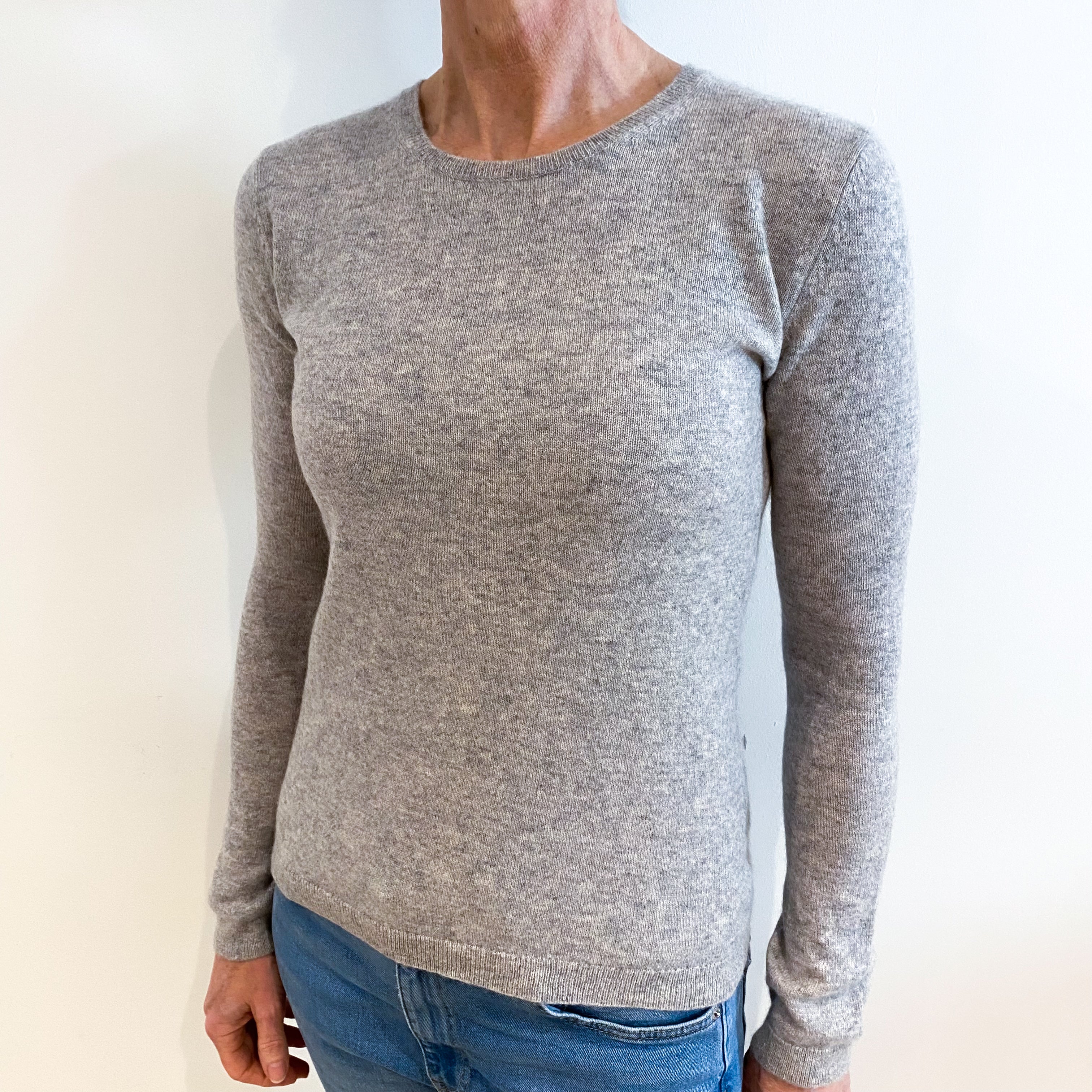 Smoke Grey Cashmere Crew Neck Jumper Small