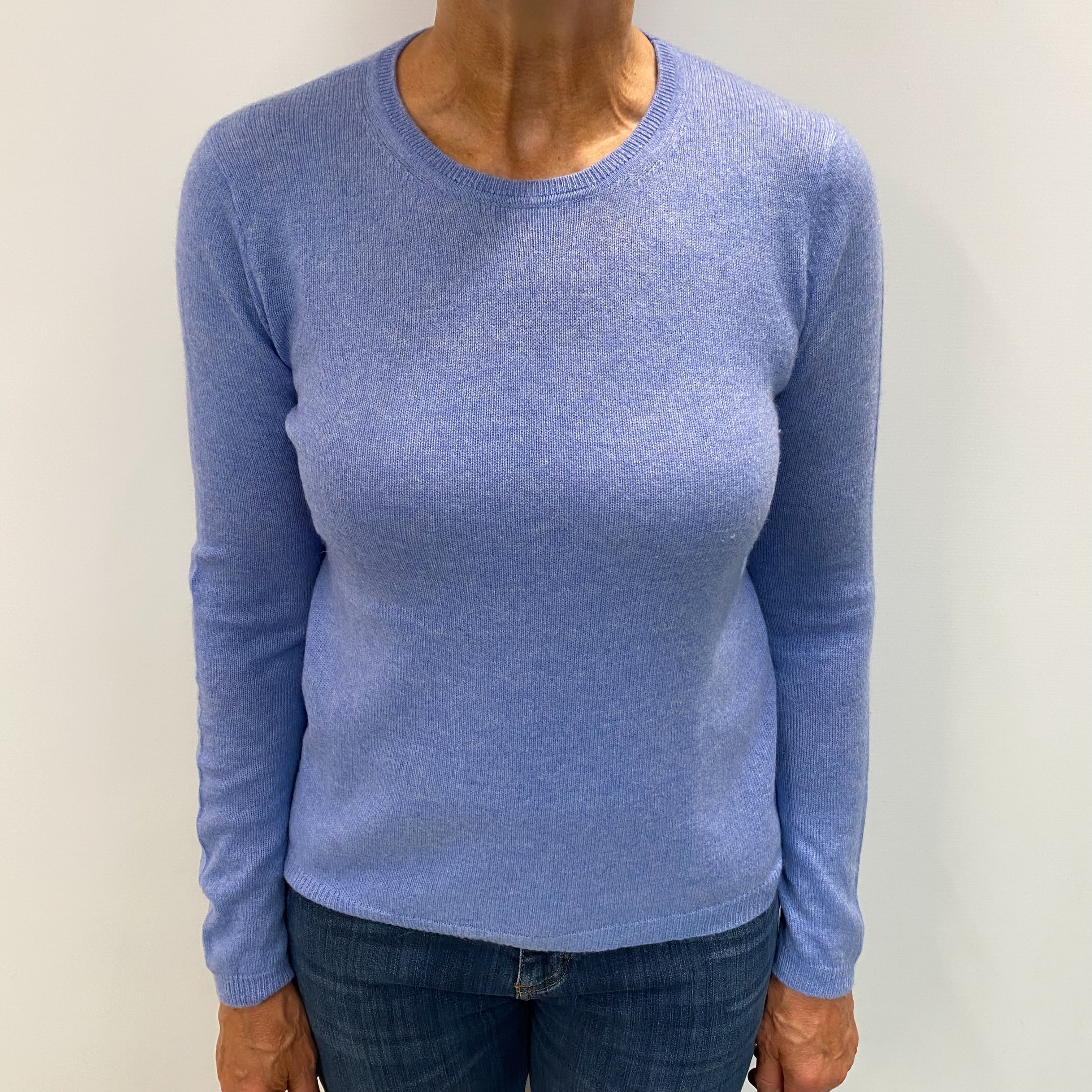 Cornflower Blue Cashmere Crew Neck Jumper Medium
