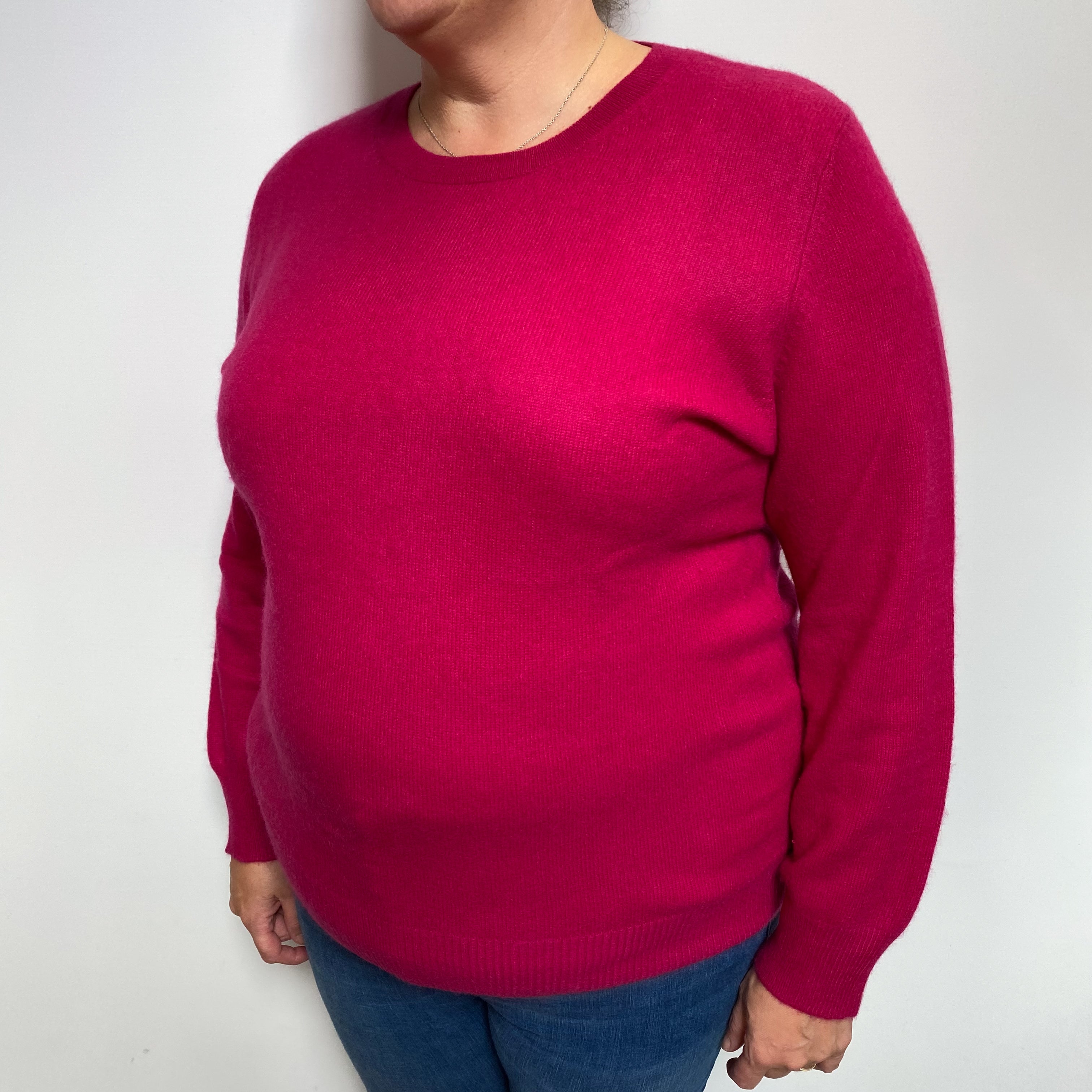 Neiman Marcus Cherry Pink Cashmere Crew Neck Jumper Extra Large