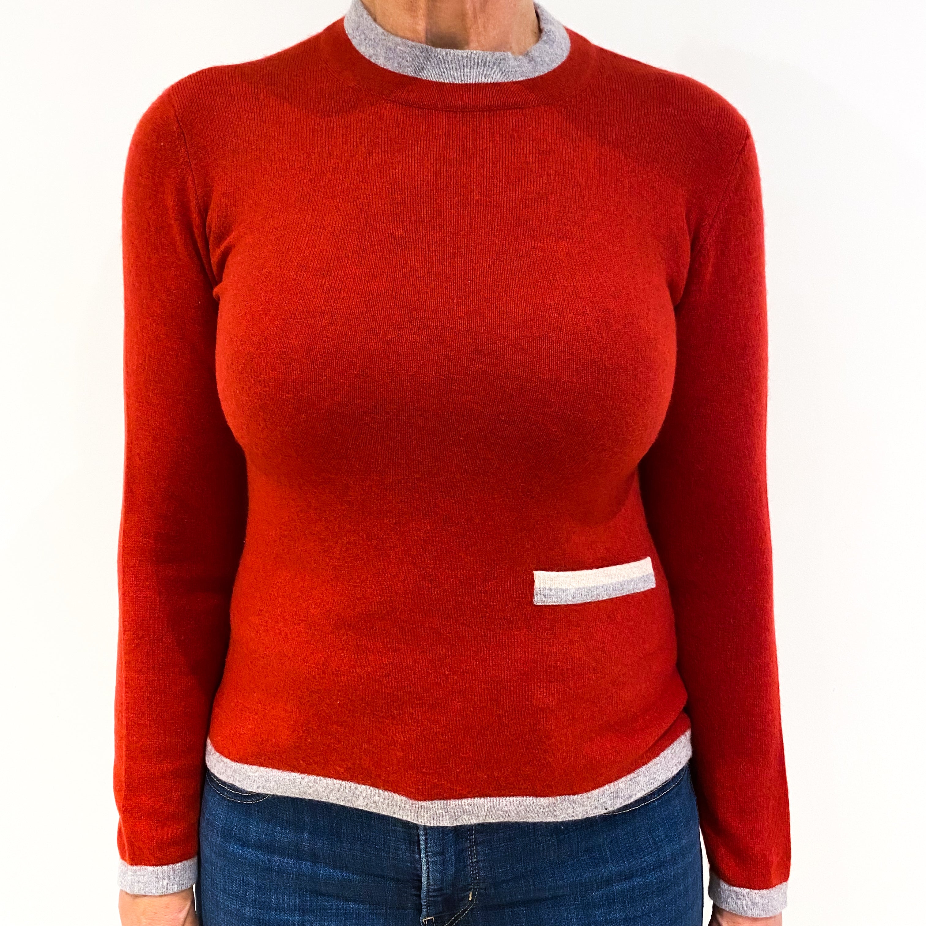 Paprika Red Cashmere Polo Neck Jumper Medium