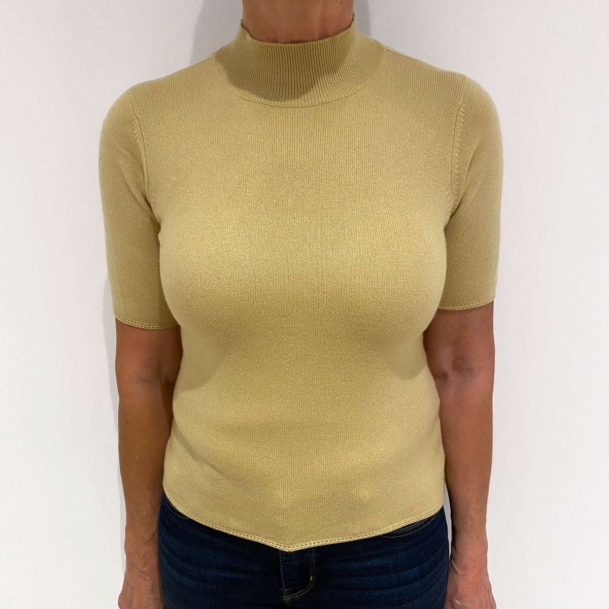 Golden Beige Cashmere Twin Set Cardigan Medium
