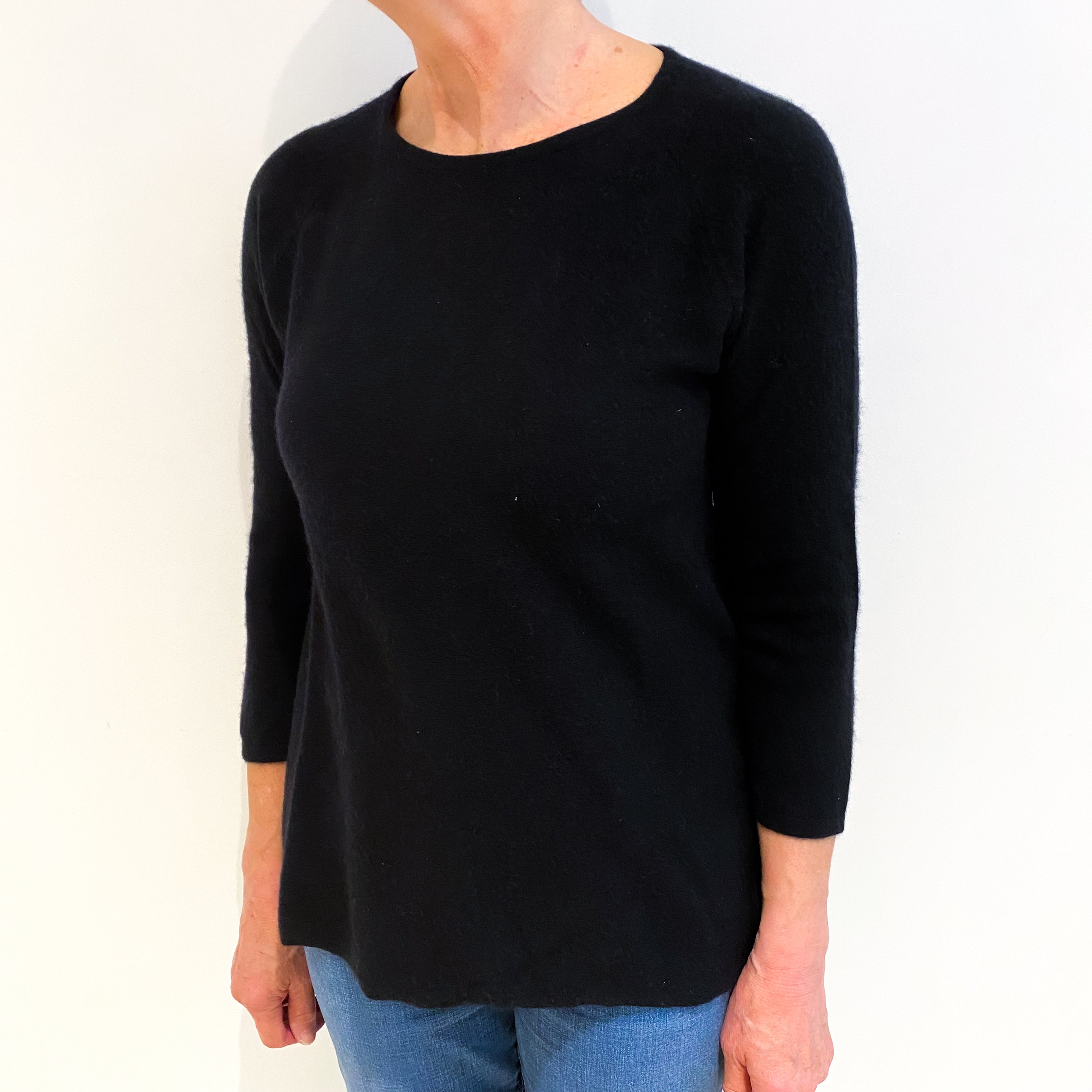 Black Cashmere Crew Neck Jumper Medium