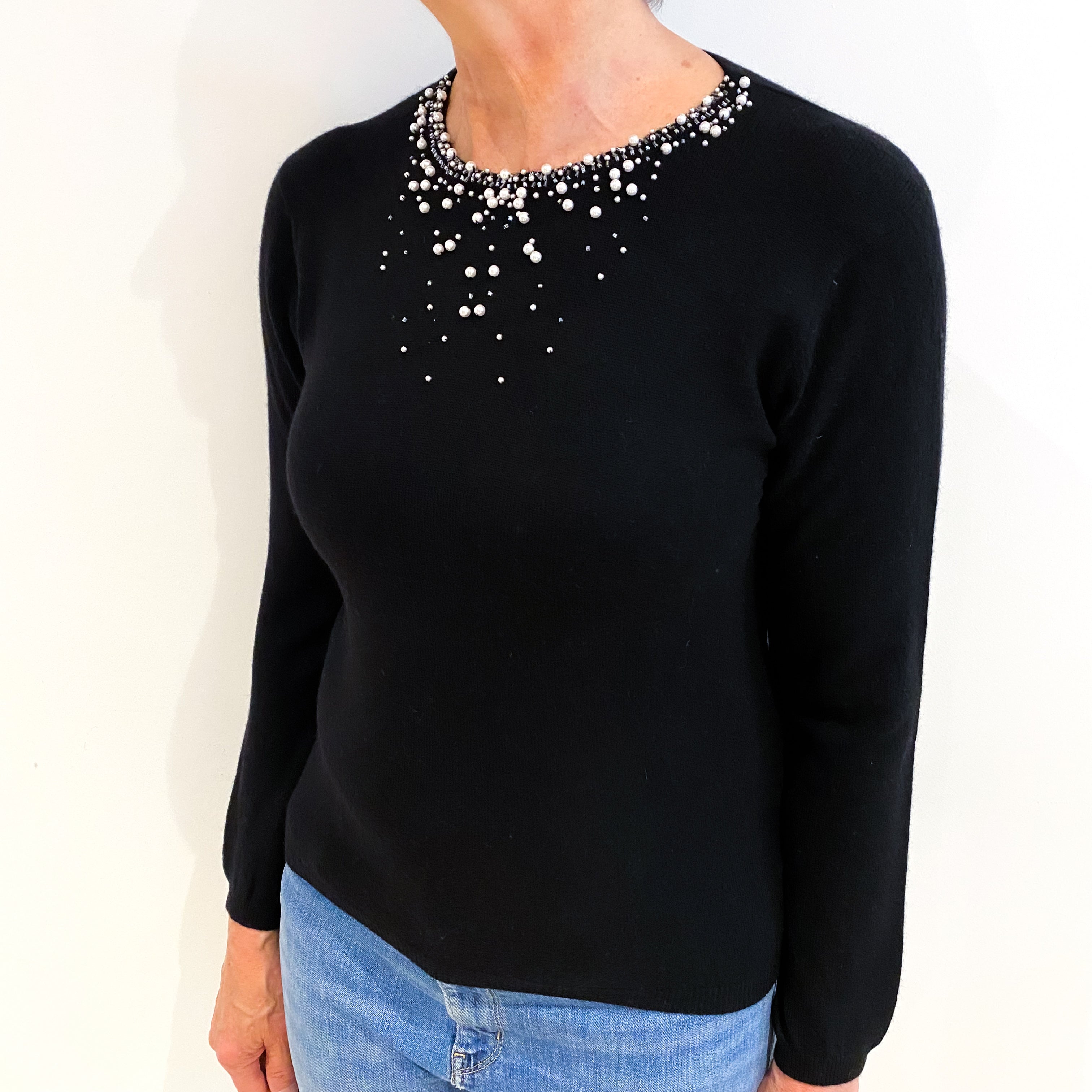Black Pearl Cashmere Crew Neck Jumper Medium