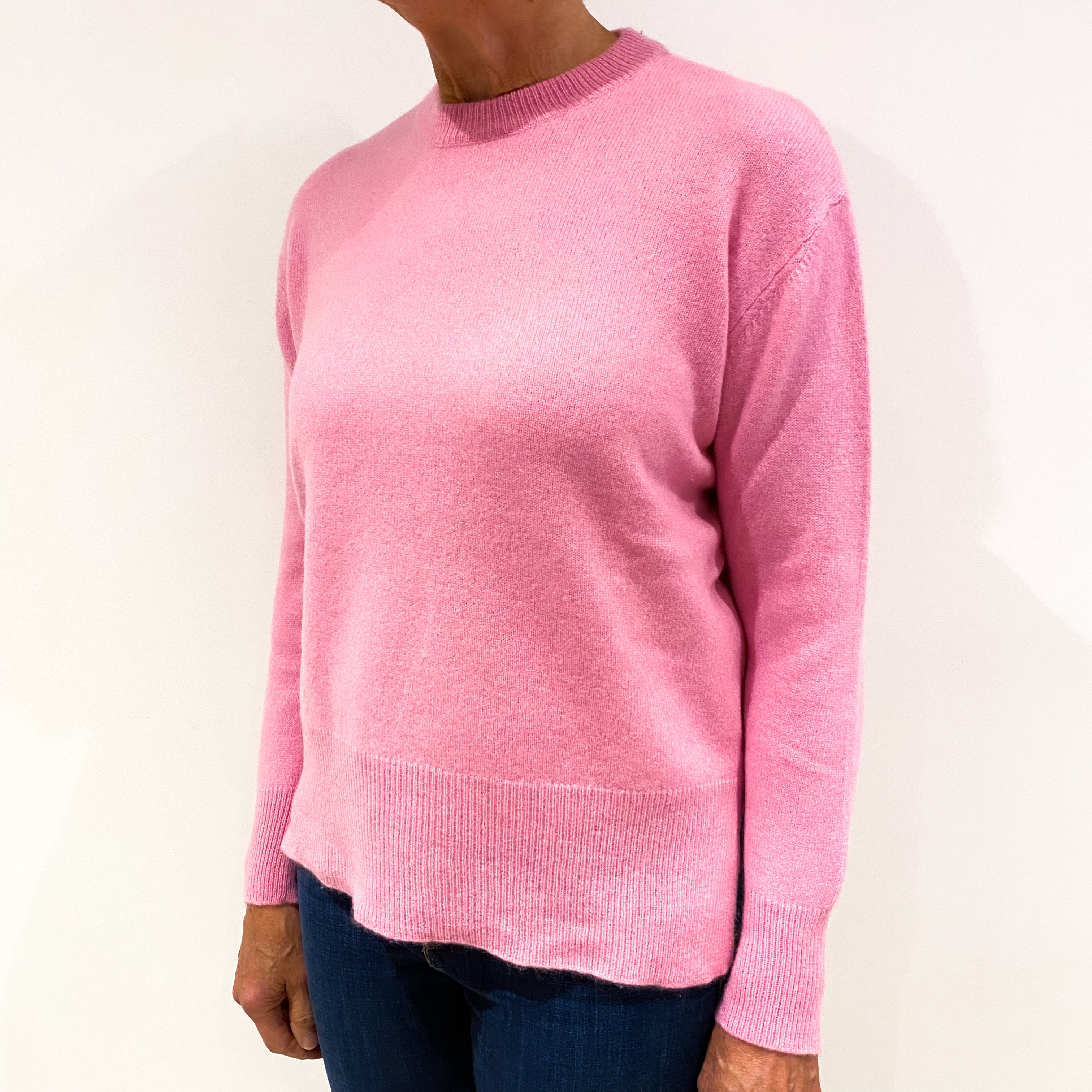 Baby Pink Slouchy Cashmere Crew Neck Jumper Medium