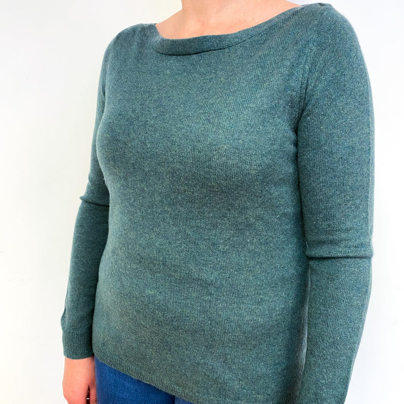 Spruce Green Cashmere Boat Neck Jumper Large
