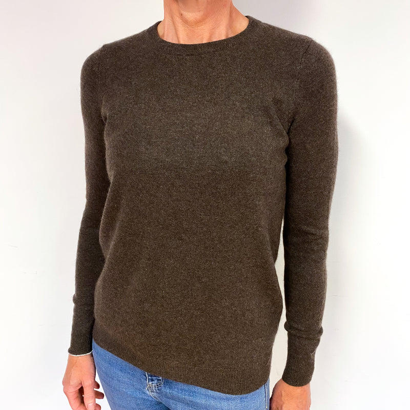 Mole Brown Cashmere Crew Neck Jumper Medium