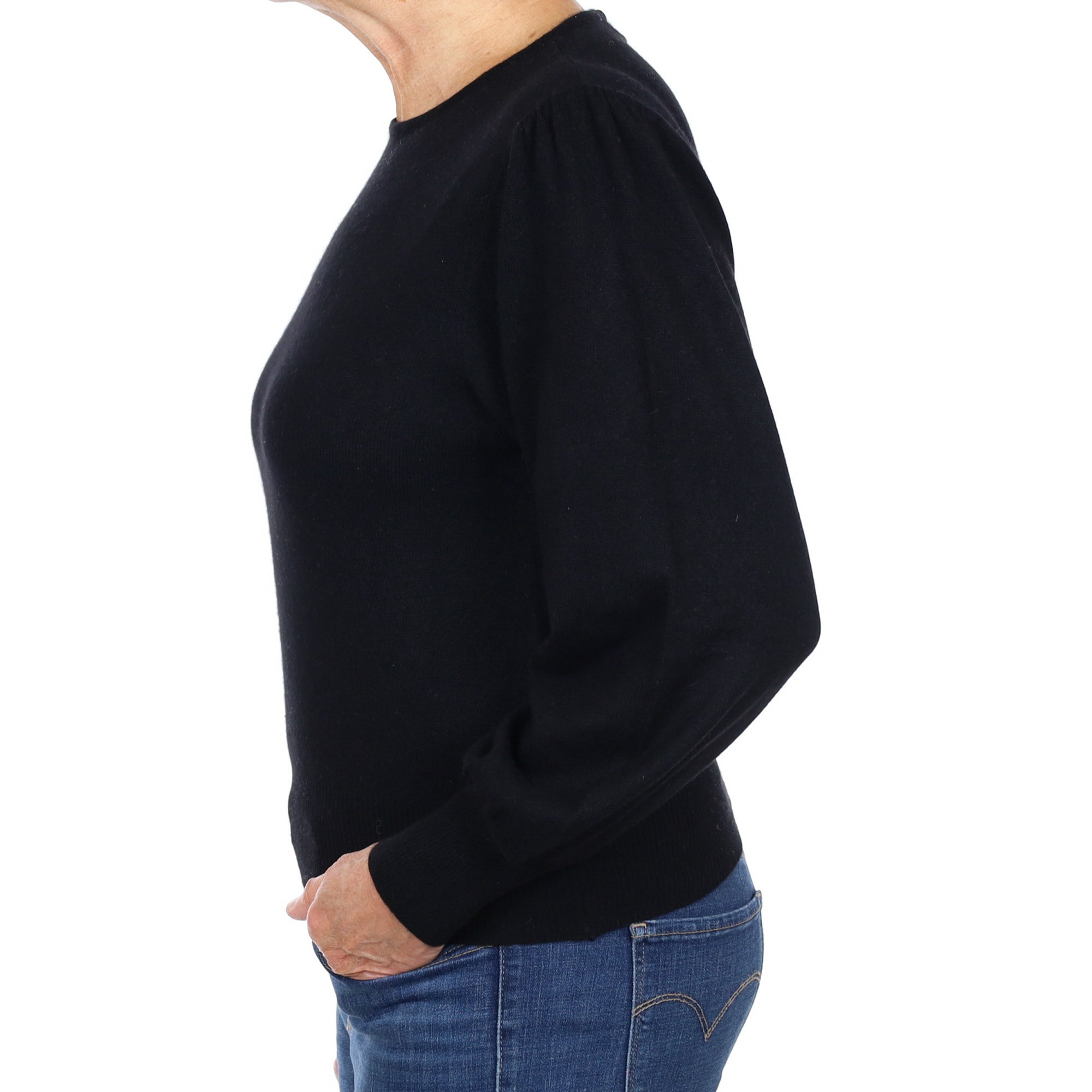 Black Cashmere Crew Neck Jumper Medium