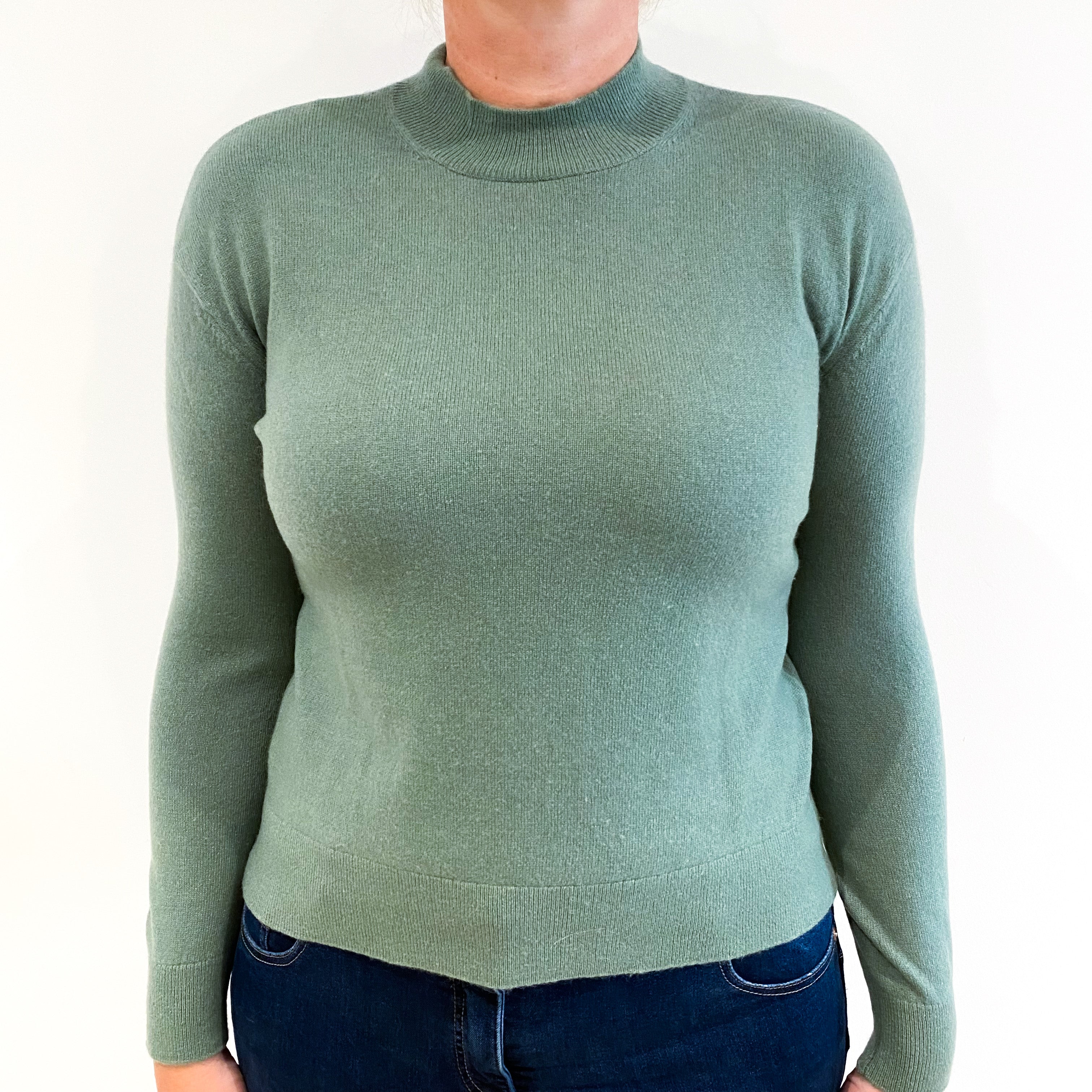 Olive Green Cashmere Turtle Neck Jumper Large