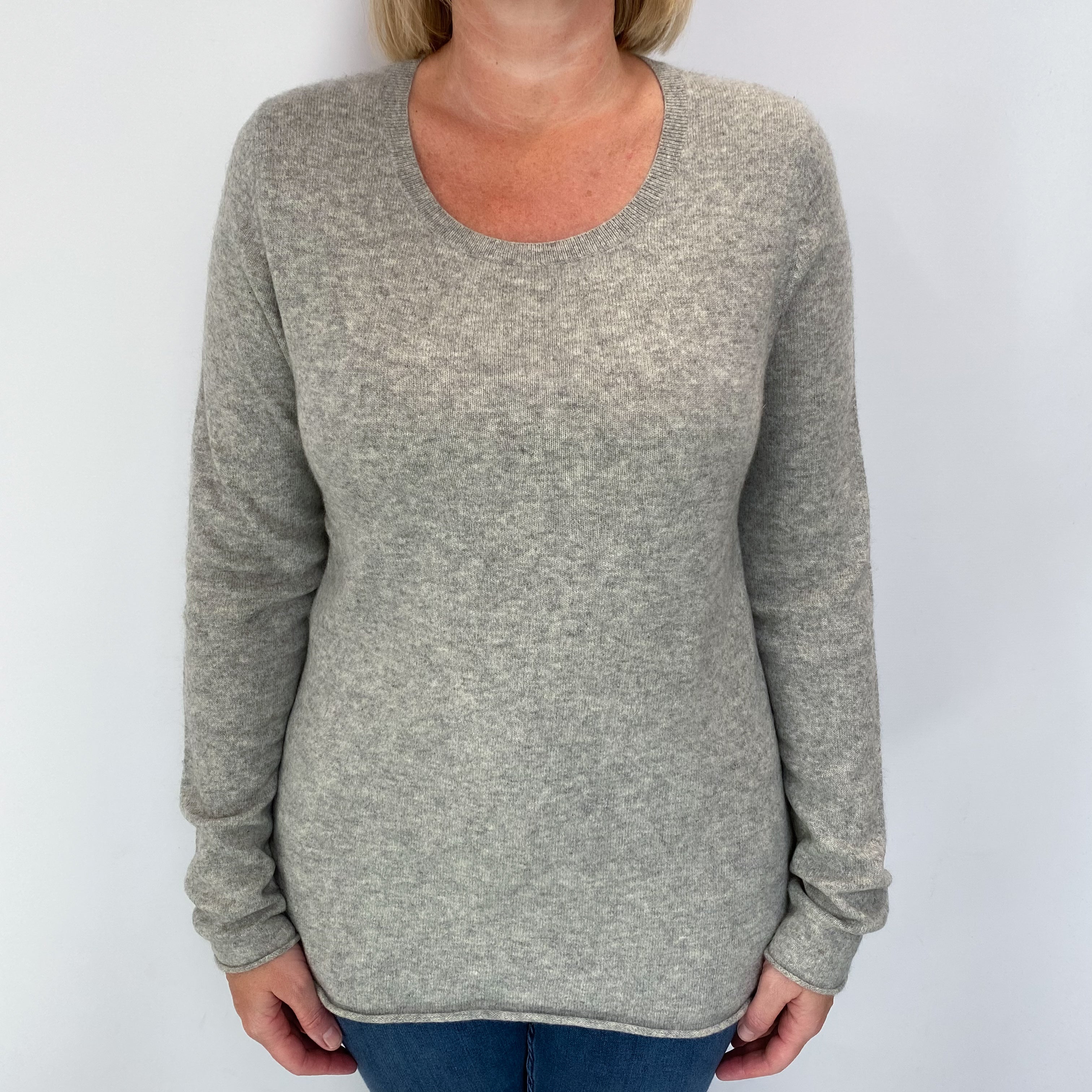 Smoke Grey Cashmere Crew Neck Jumper Large