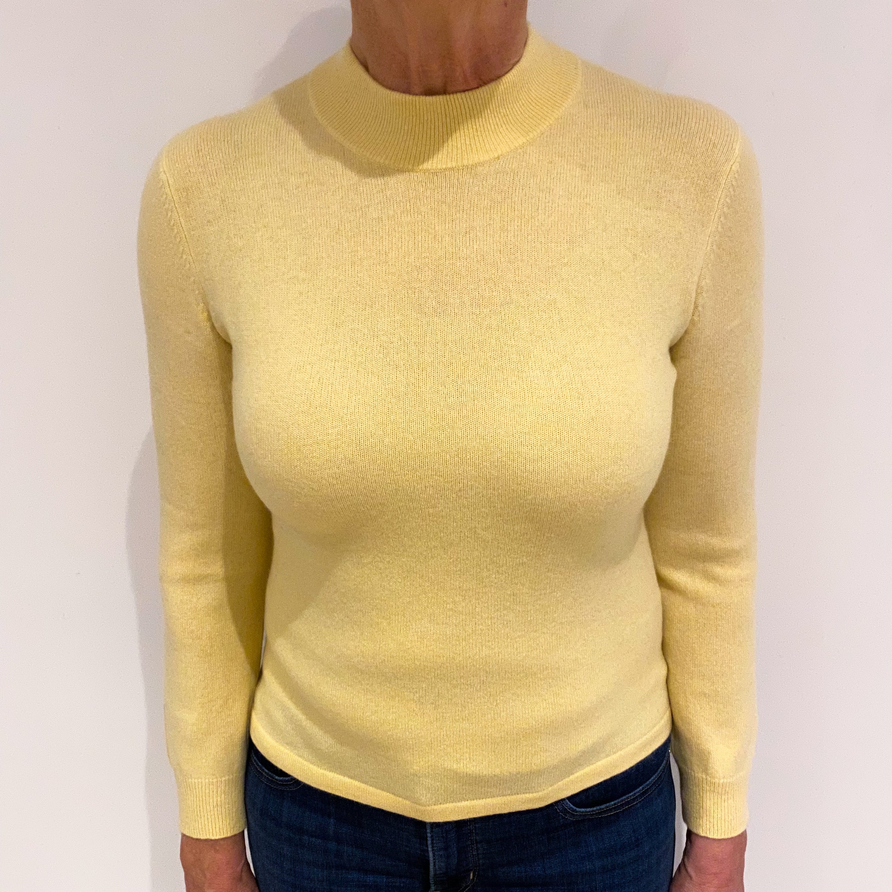 Primrose Yellow Cashmere Turtle Neck Jumper Medium