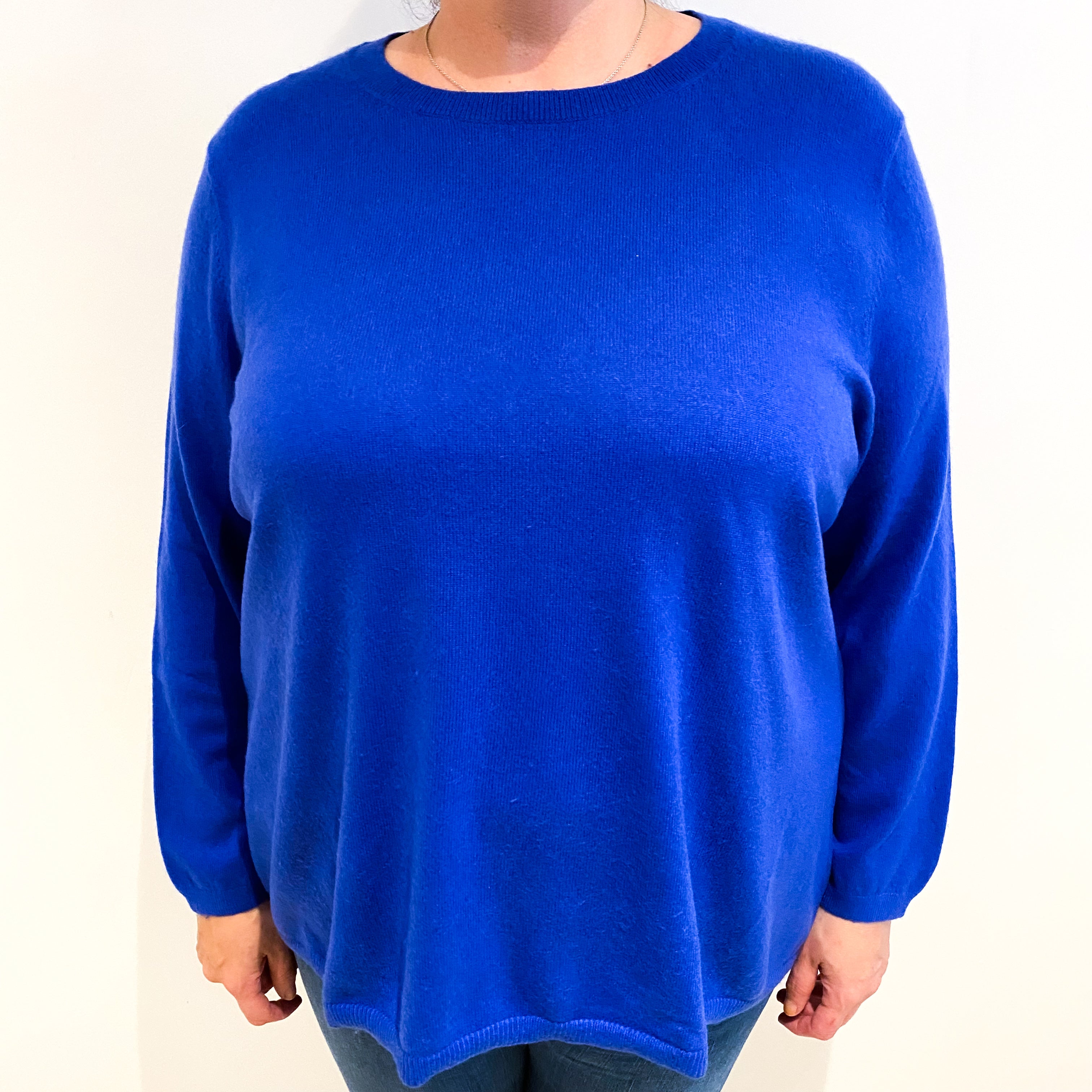 Cobalt Blue Cashmere Crew Neck Jumper 3XL