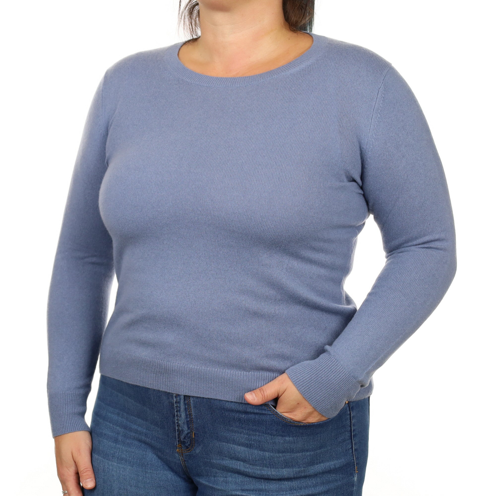Denim Blue Cashmere Crew Neck Jumper Large