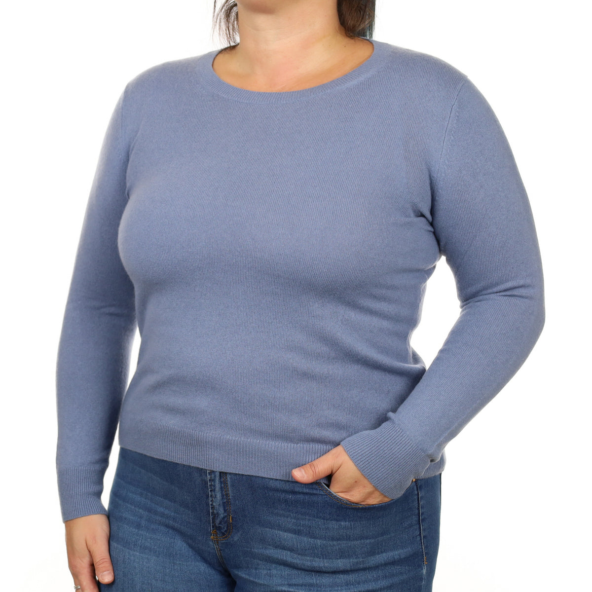 Denim Blue Cashmere Crew Neck Jumper Large