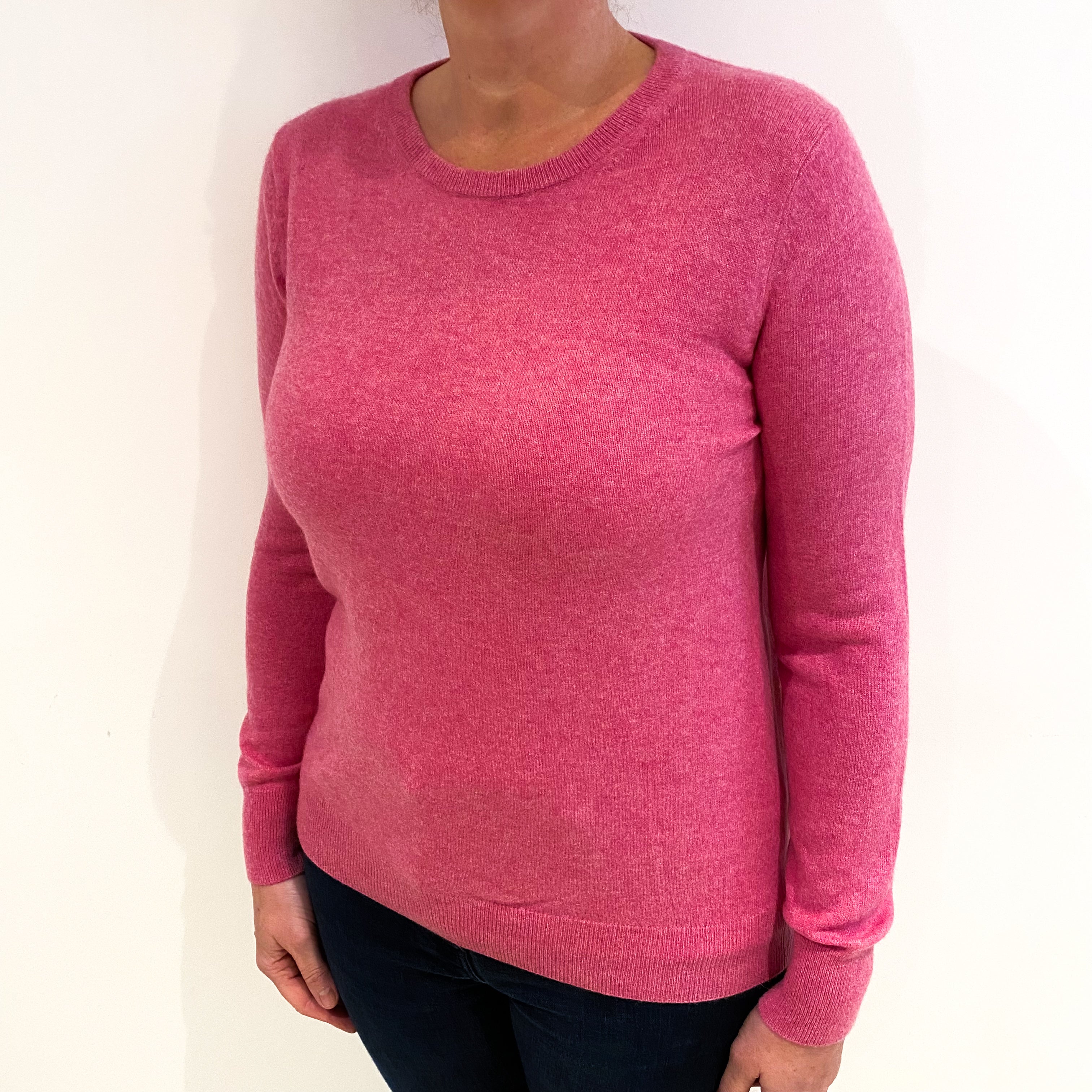 Sweet Pea Pink Cashmere Crew Neck Jumper Large