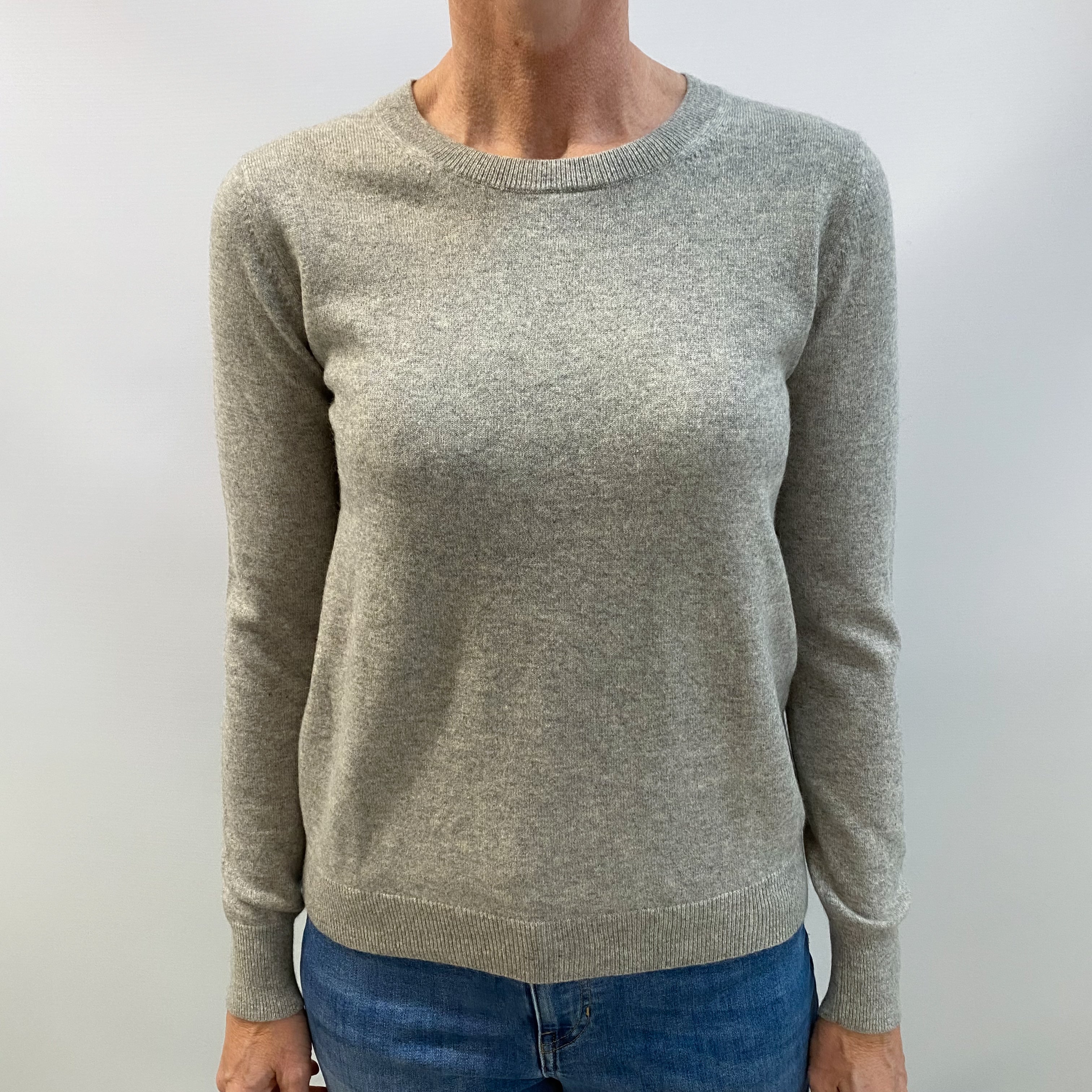 Smoke Grey Cashmere Crew Neck Jumper Small