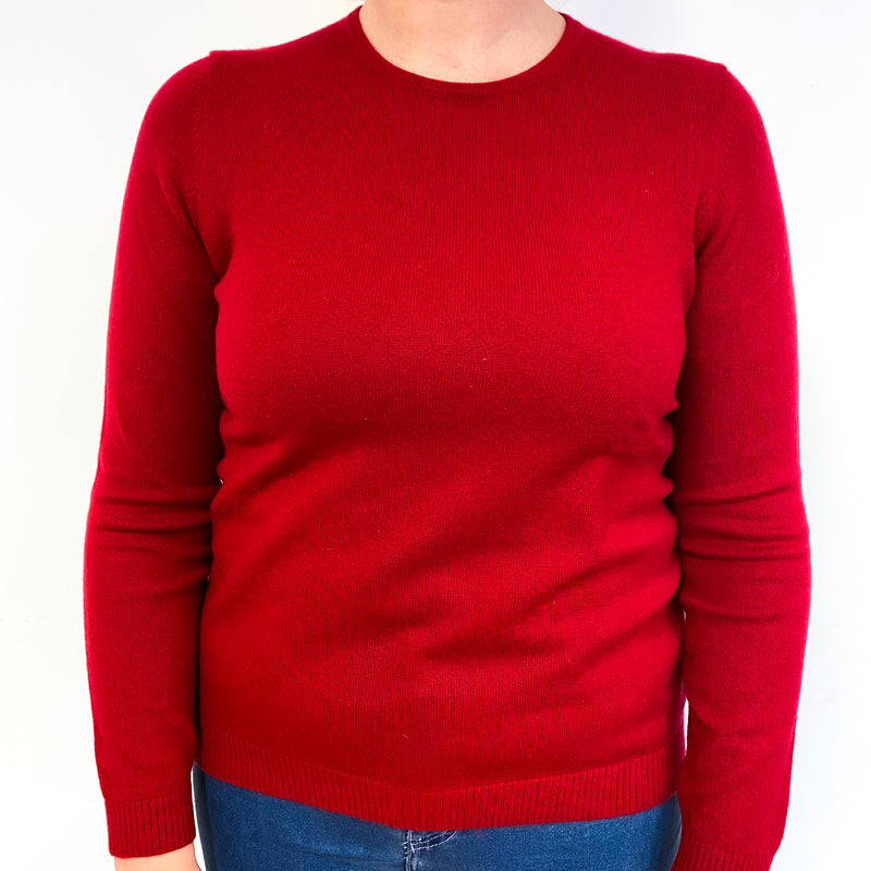 Post Box Red Cashmere Crew Neck Jumper Large