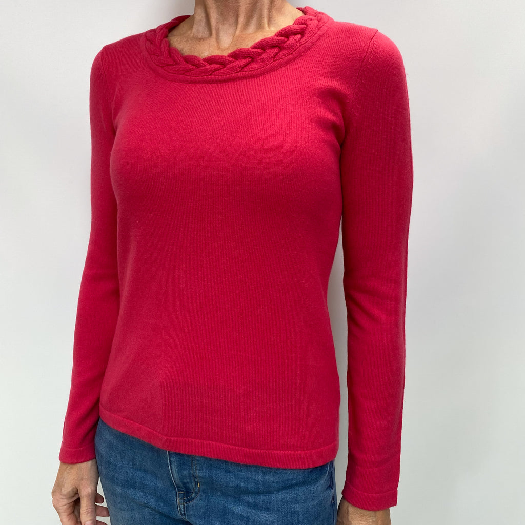 Cherry Pink Cashmere Crew Neck Jumper Small