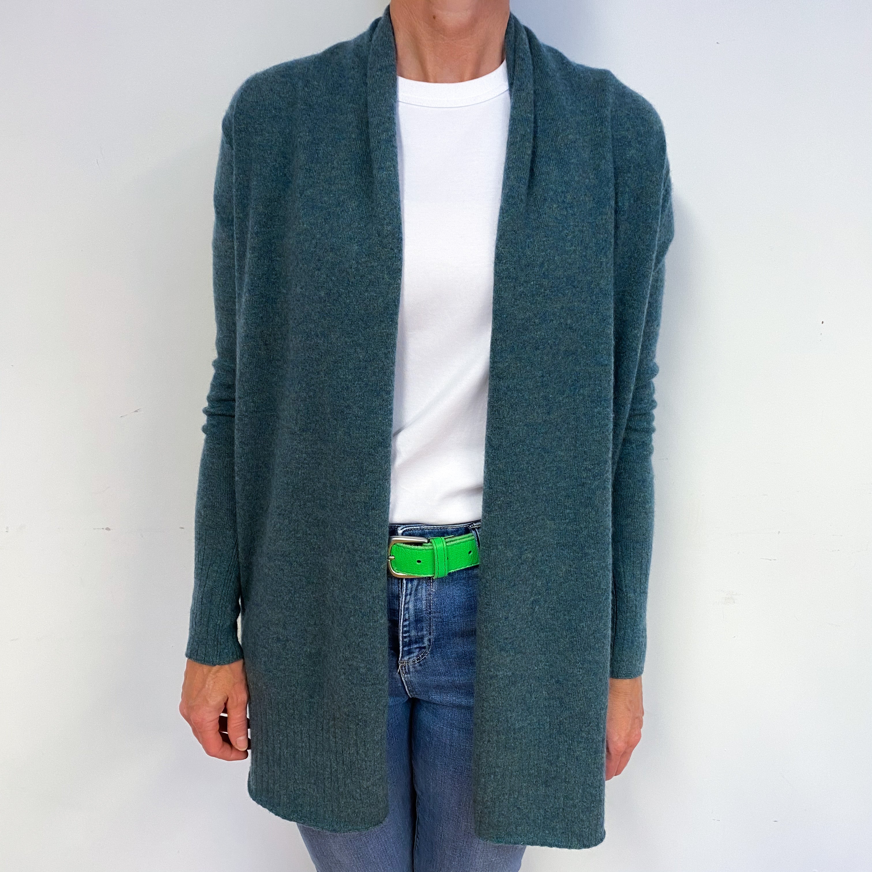 Spruce Green Cashmere Edge to Edge Cardigan Medium