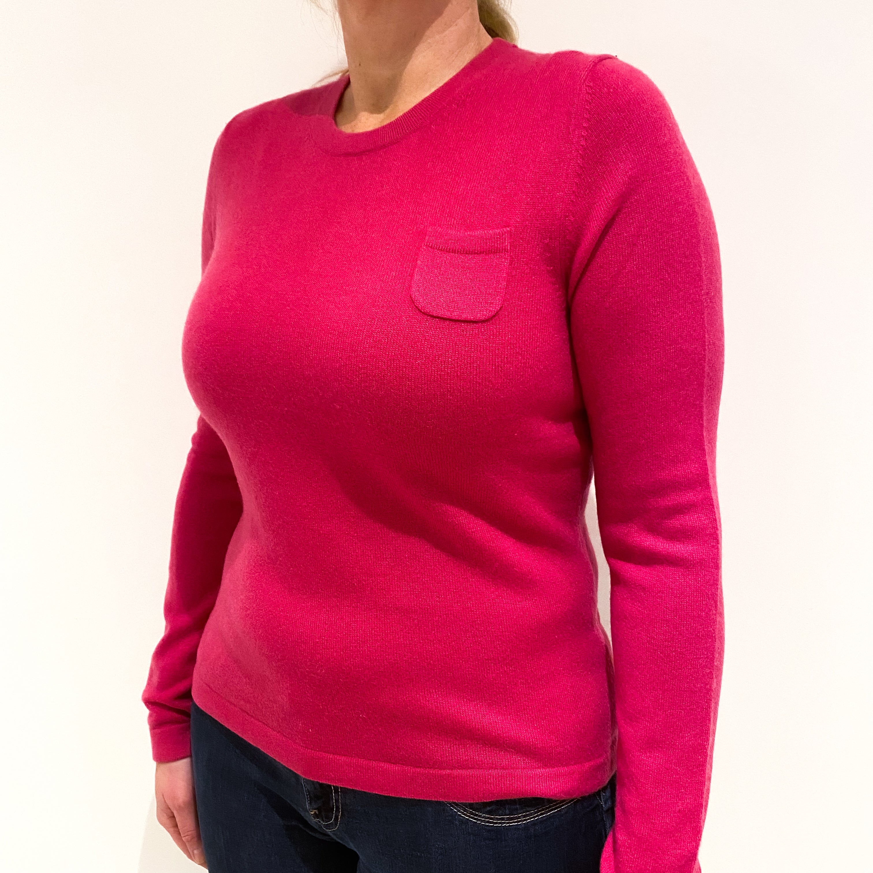 Hot Pink Cashmere Crew Neck Jumper Large