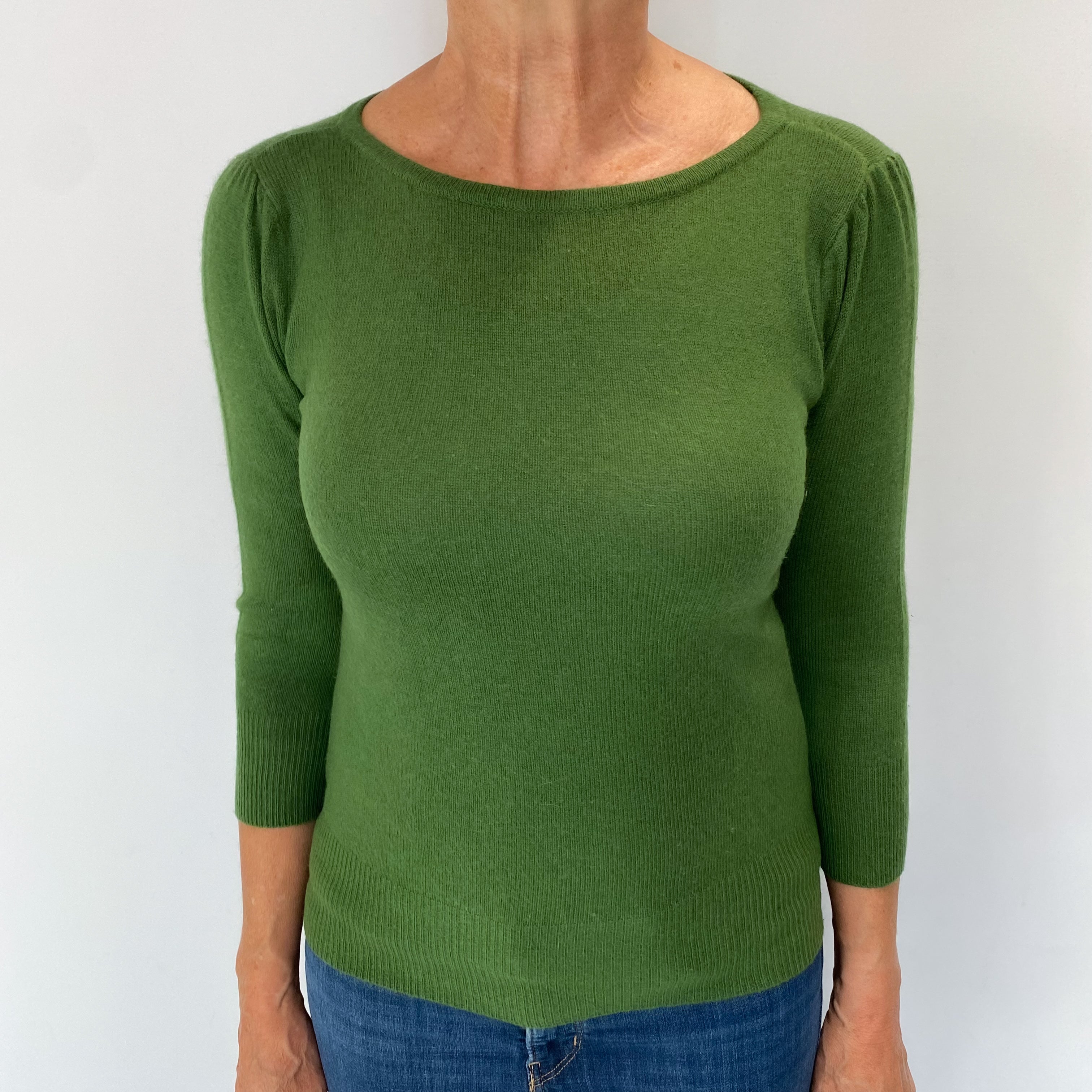 Fern Green Cashmere Crew Neck Jumper Medium